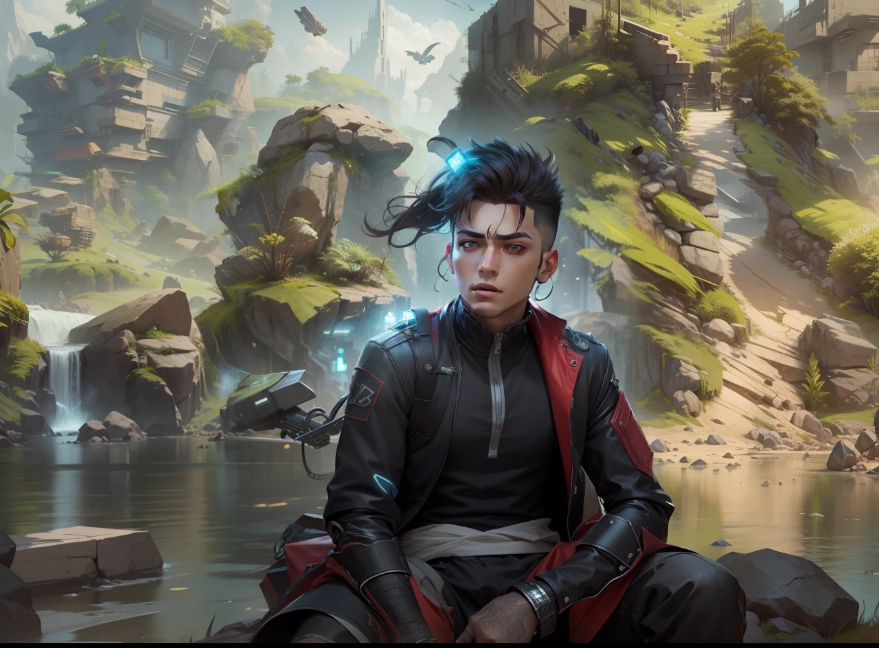 Change background cuberpunk handsom boy realistic face, 8k ultra realistic