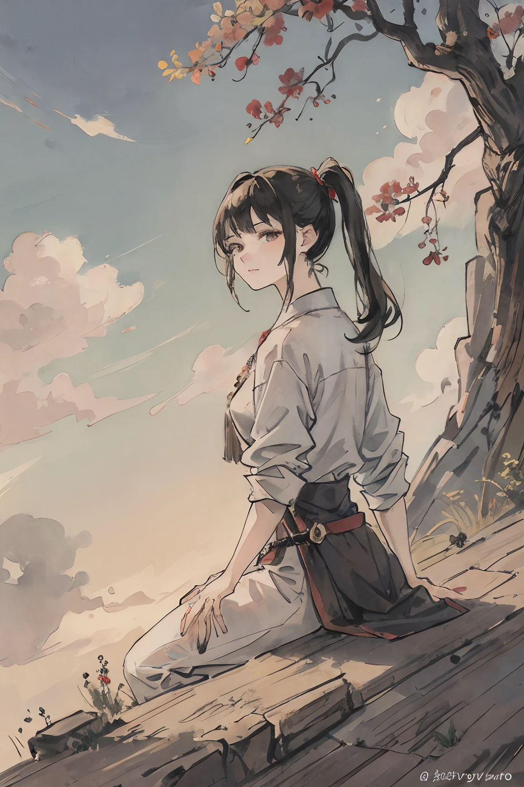 (droopy eyes, sleepy face, from the perspective below, Realistic skin, ecstatic face), Strong wind, long thick braids, spread legs, Various pattern casual dresses, external, Mountain, (((focus on, groin))), ((The dark hour of dawn)), Busty big-breasted beauty,Full buttocks