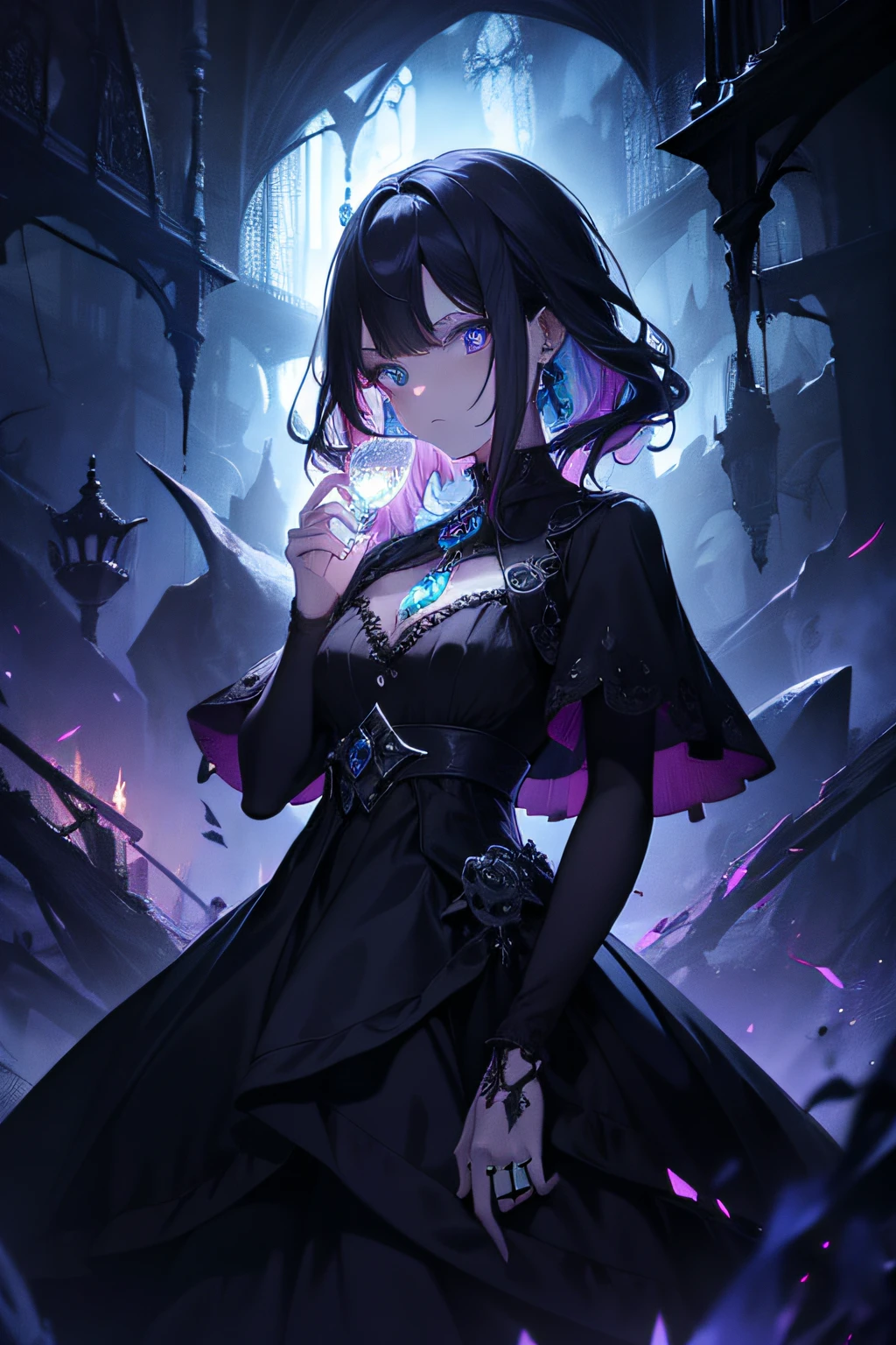 (colorful magic), (grim), magical skull inside gem, focus on a ring ,(intricate details), (hyperdetailed), 16k hdr, high detailed, lot of details, high quality, soft cinematic light, dramatic atmosphere, atmospheric perspective