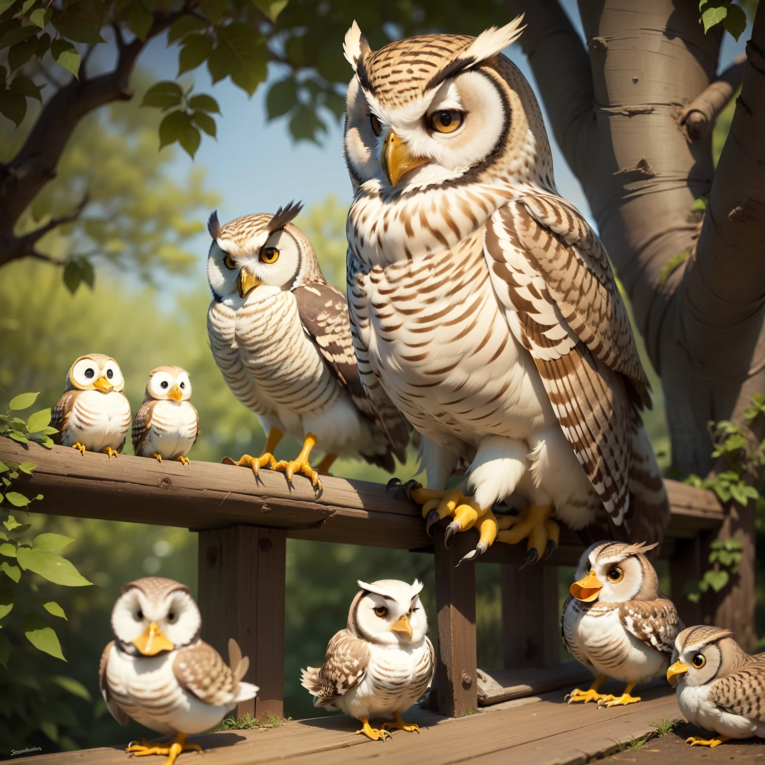 Owl,duck,friends