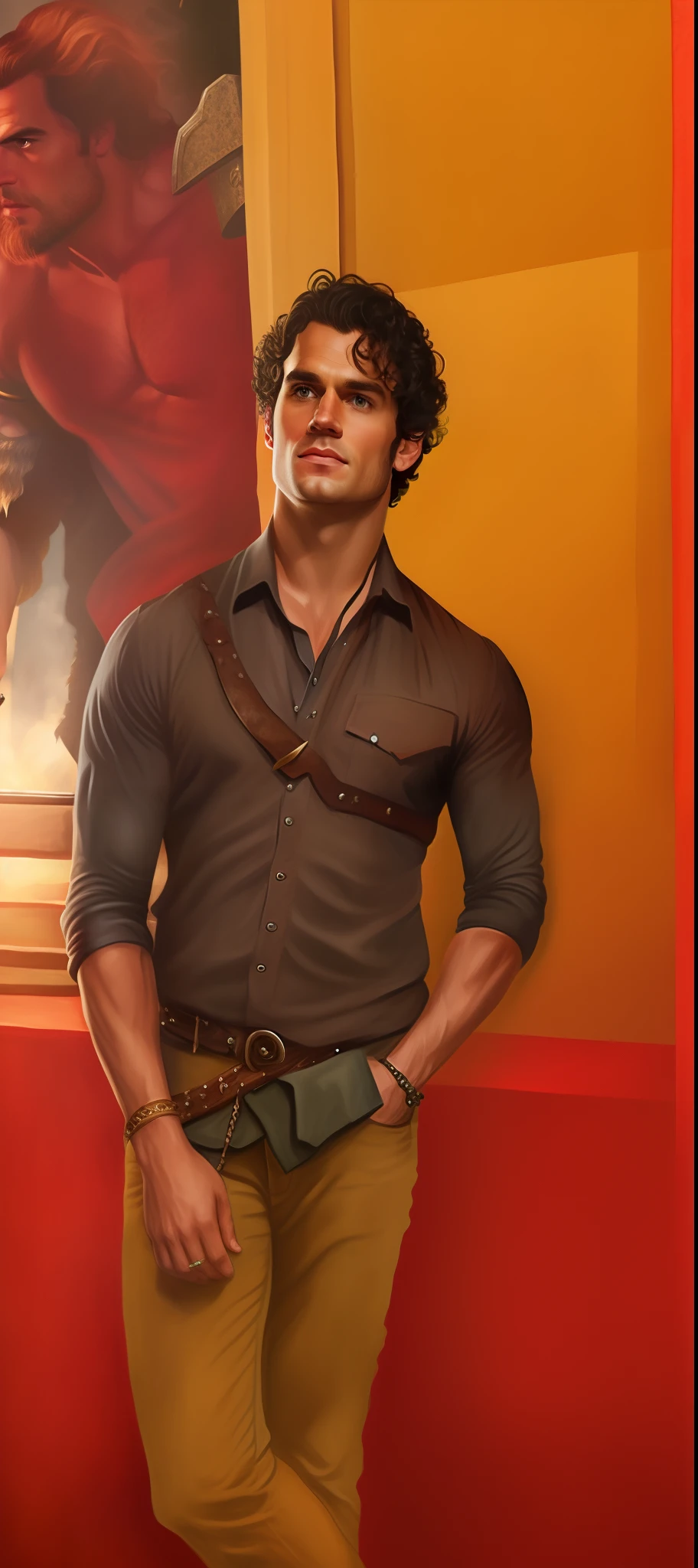A photorealistic portrait of a Henry Cavill dressed as a barbarian dnd