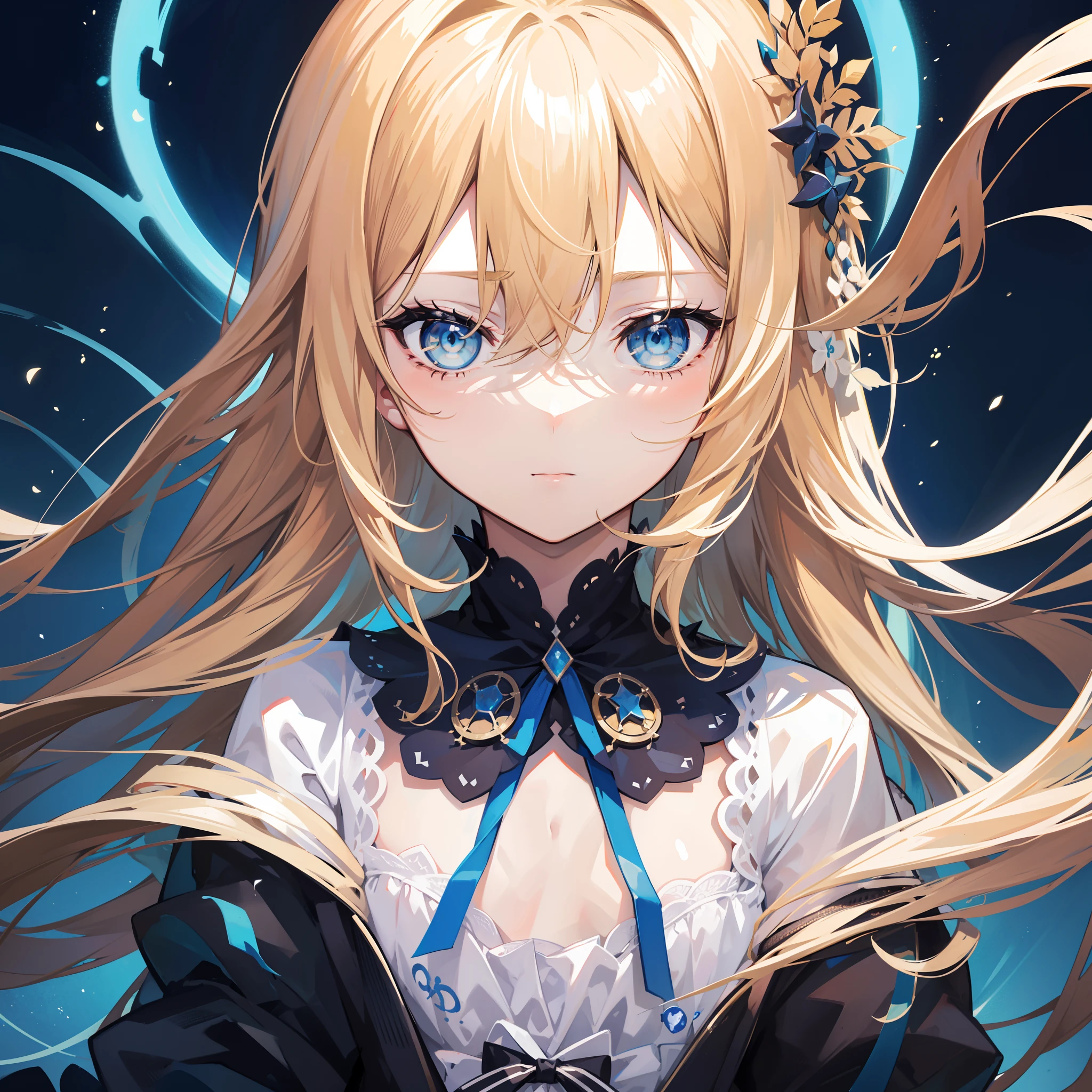 (1 man),(独奏),(Single portrait),(flatchest),blond brown long hair,blue color eyes,The background is a dark seaside,Dark atmosphere,grieves,facial closeups,(Face portrait)