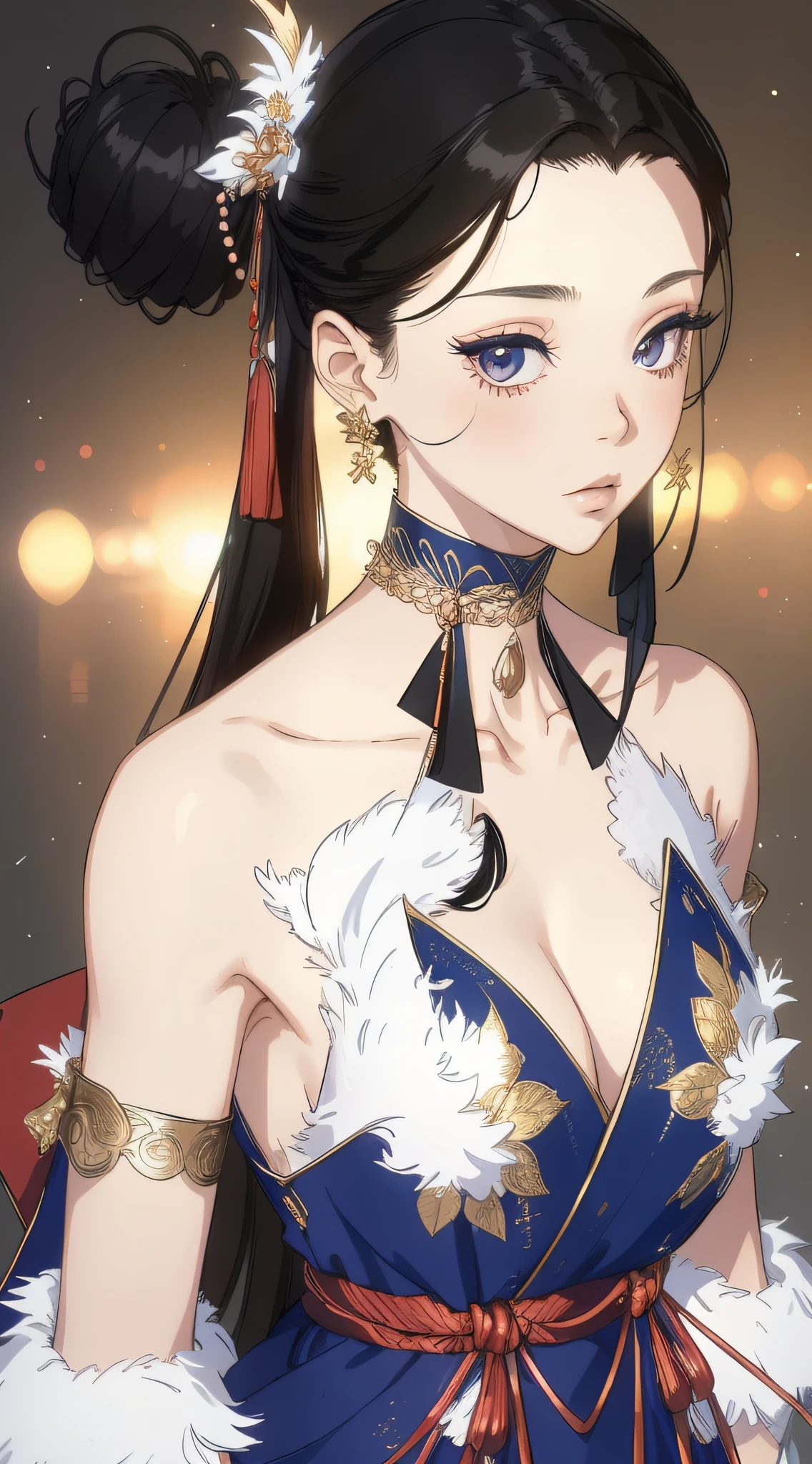 （best qualtiy，tmasterpiece：1.2），超高分辨率，realisticlying，Front lighting，Complicated details，Exquisitedetailsandtextures，（1girll），独奏，The upper part of the body，red color Hanfu，Petal pattern，Nice big eyes，Red dress，beauitful face，facing to audience，Streamers，gossamer，（年轻），Facial highlights，Detal Face，tear-mole，white skinned，Silvery hair，High ponytail，looking at viewert，largeeyes，（Openwork pattern），耳Nipple Ring，slimfigure，white backgrounid，correct hand，profesional lighting，photon maping，Radio City，physically-based renderingt