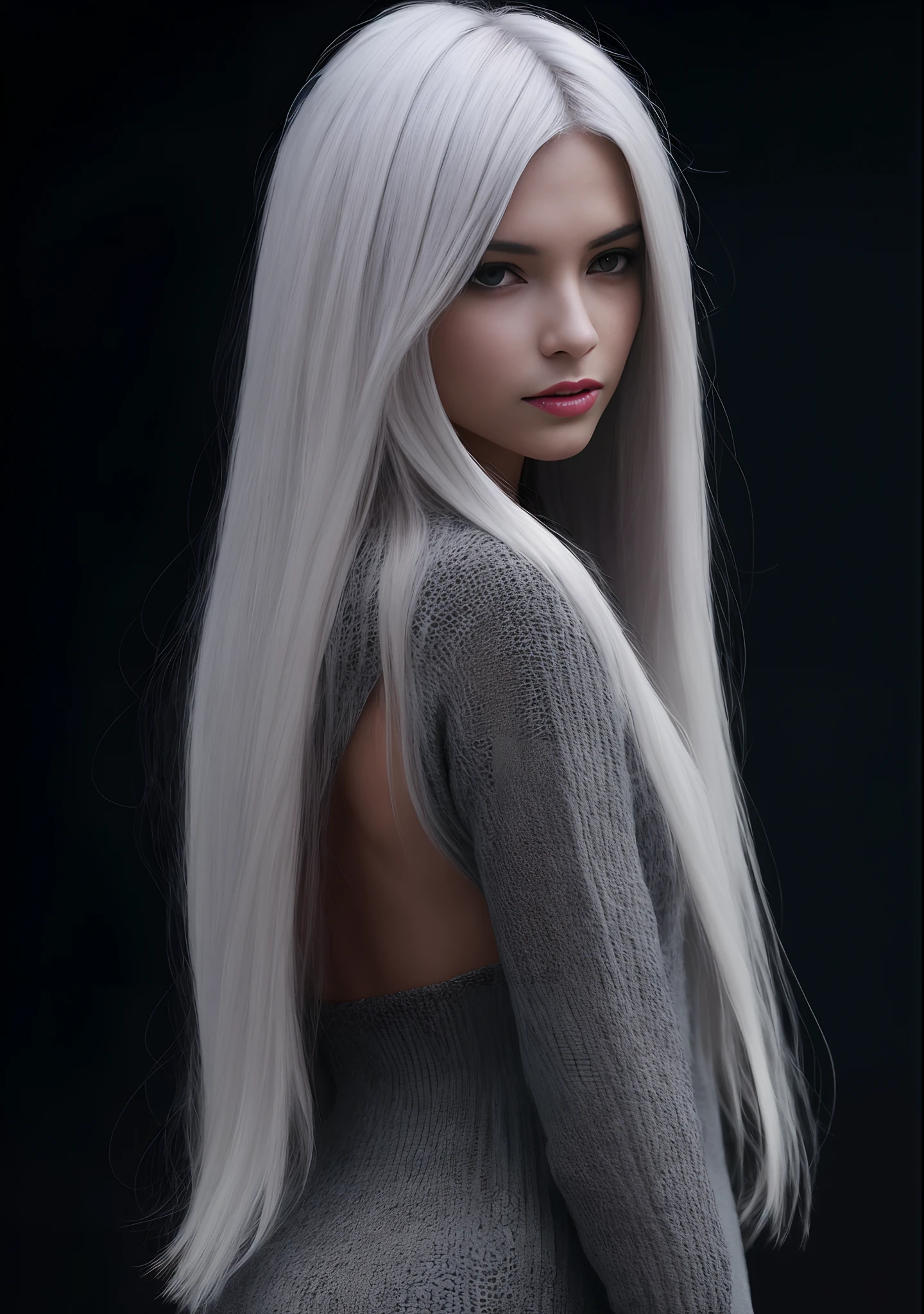 White hair, and attractive figure
