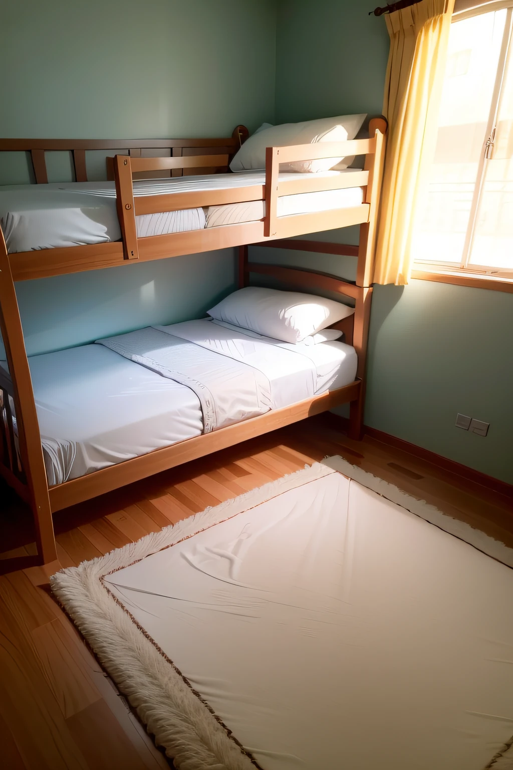 Spacious and bright double bed with bunk beds，The facilities are dutiful，Comfortable and warm，The warmth and tranquility of home is vividly displayed。