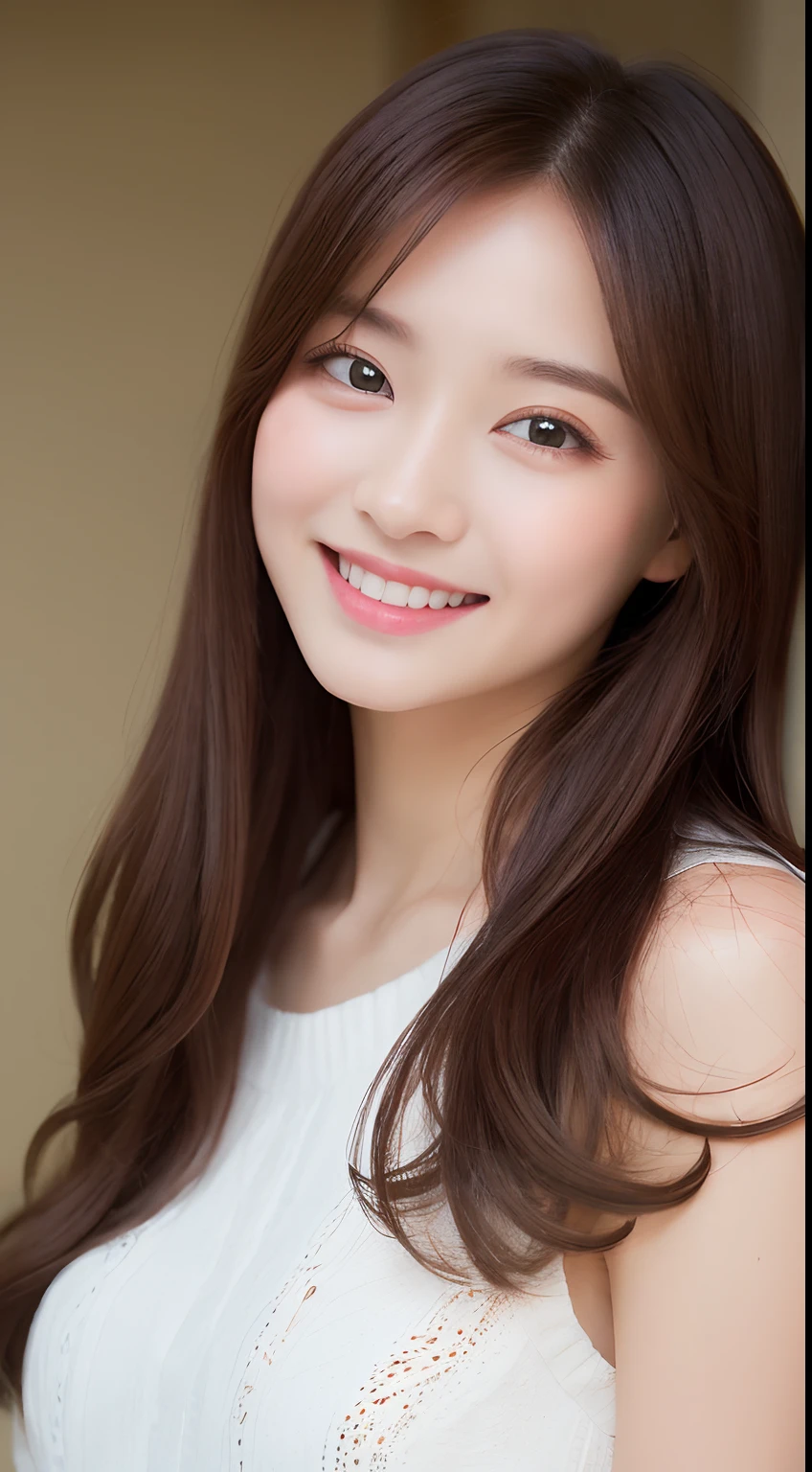 top-quality、8K、1girl in、Beautie、Delicat eyes、二重まぶた、A smile、long、dressed casually
