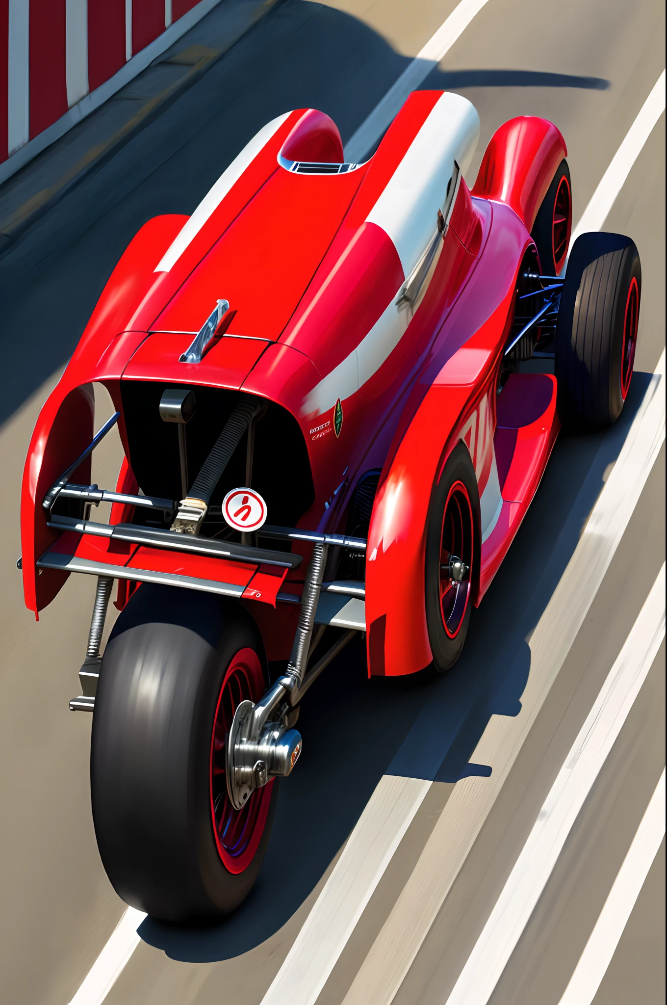 Racing rear wing,Red,streamline,white stripes,