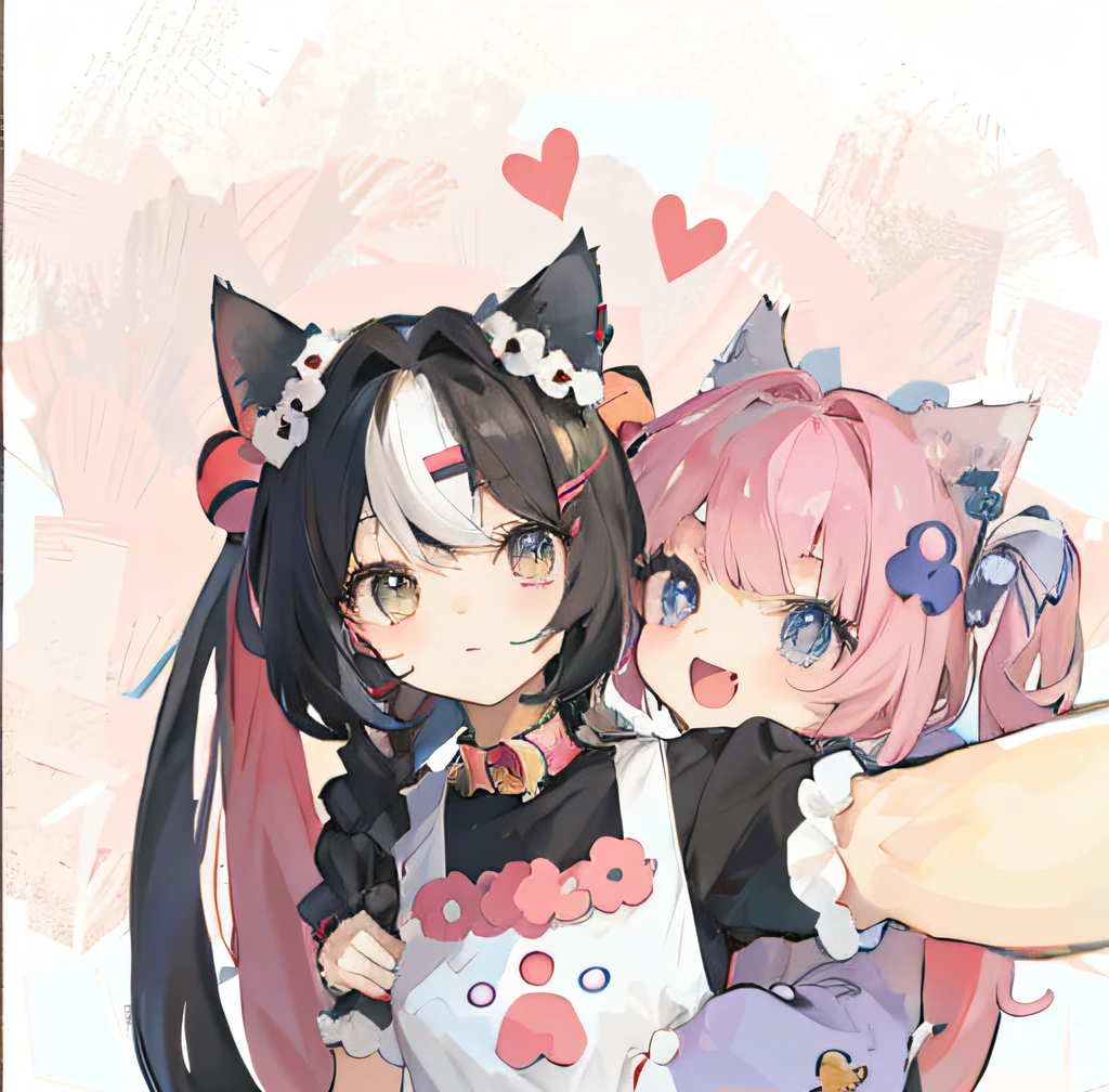 Anime character with a cat and a dog holding a sign, ig studios anime style, Cute anime, nixeu and sakimichan, anime girl with cat ears, cute anime catgirl, zerochan art, by Kamagurka, neko, Cute anime style, anime cat girl in a maid costume, In anime style, author:New Art