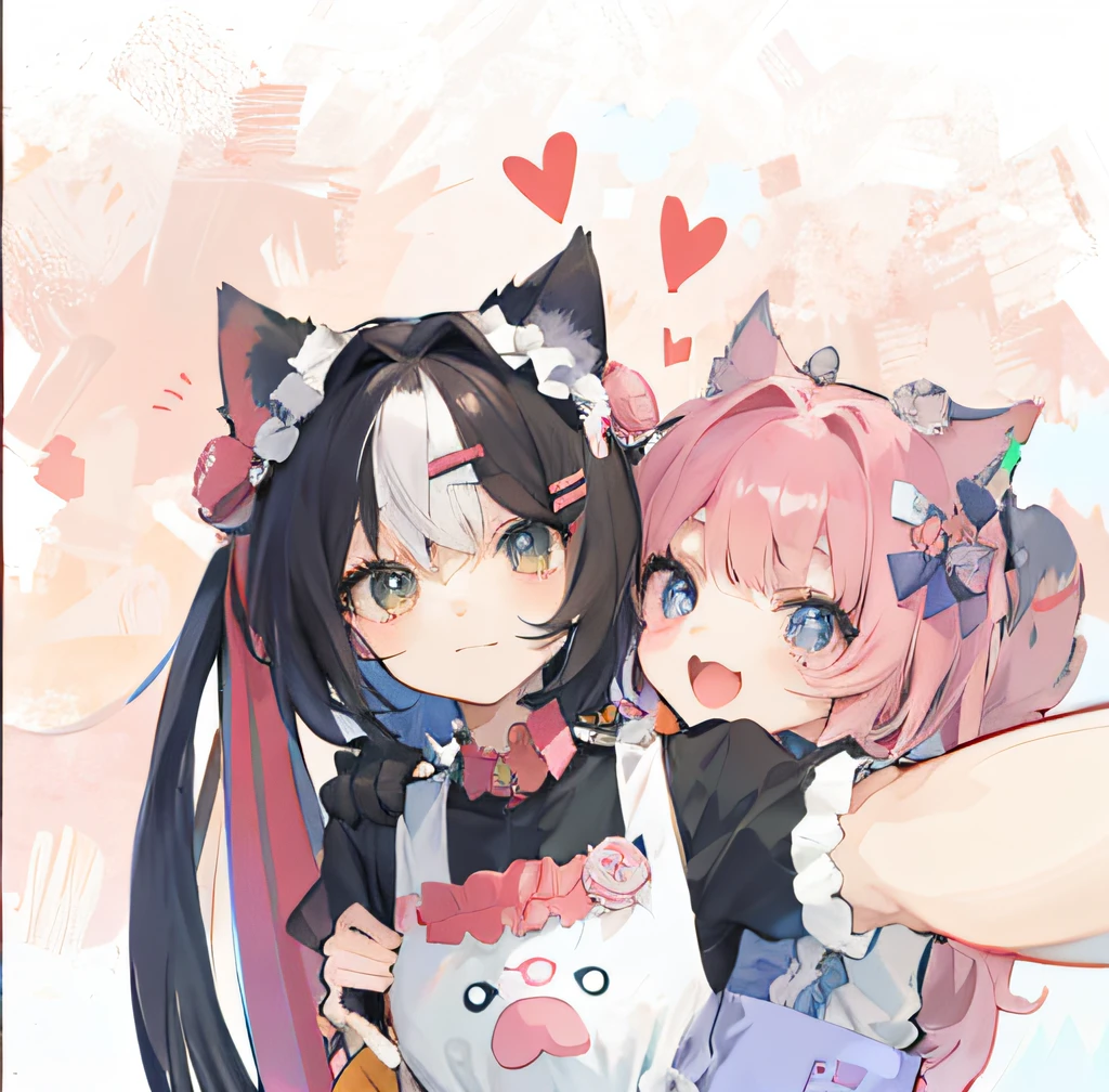 Anime character with a cat and a dog holding a sign, ig studios anime style, Cute anime, nixeu and sakimichan, anime girl with cat ears, cute anime catgirl, zerochan art, by Kamagurka, neko, Cute anime style, anime cat girl in a maid costume, In anime style, author:New Art