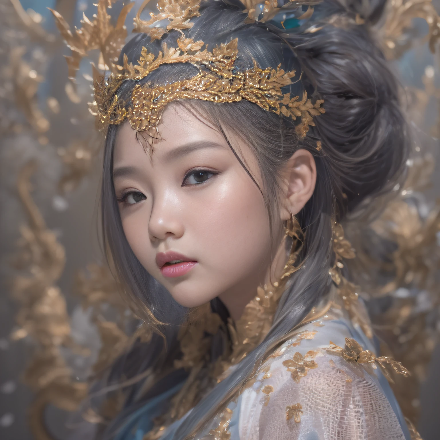 32K（tmasterpiece，k hd，hyper HD，32K）short detailed hair，Gold jewelry area in the back room，Flame Girl ，Yao Lang protector （realisticlying：1.4），Python pattern robe，Purple-pink tiara，Snowflakes fluttering，The background is pure，Hold your head high，Be proud，The nostrils look at people， A high resolution， the detail， RAW photogr， Sharp Re， Nikon D850 Film Stock Photo by Jefferies Lee 4 Kodak Portra 400 Camera F1.6 shots, Rich colors, ultra-realistic vivid textures, Dramatic lighting, Unreal Engine Art Station Trend, cinestir 800，Hold your head high，Be proud，The nostrils look at people