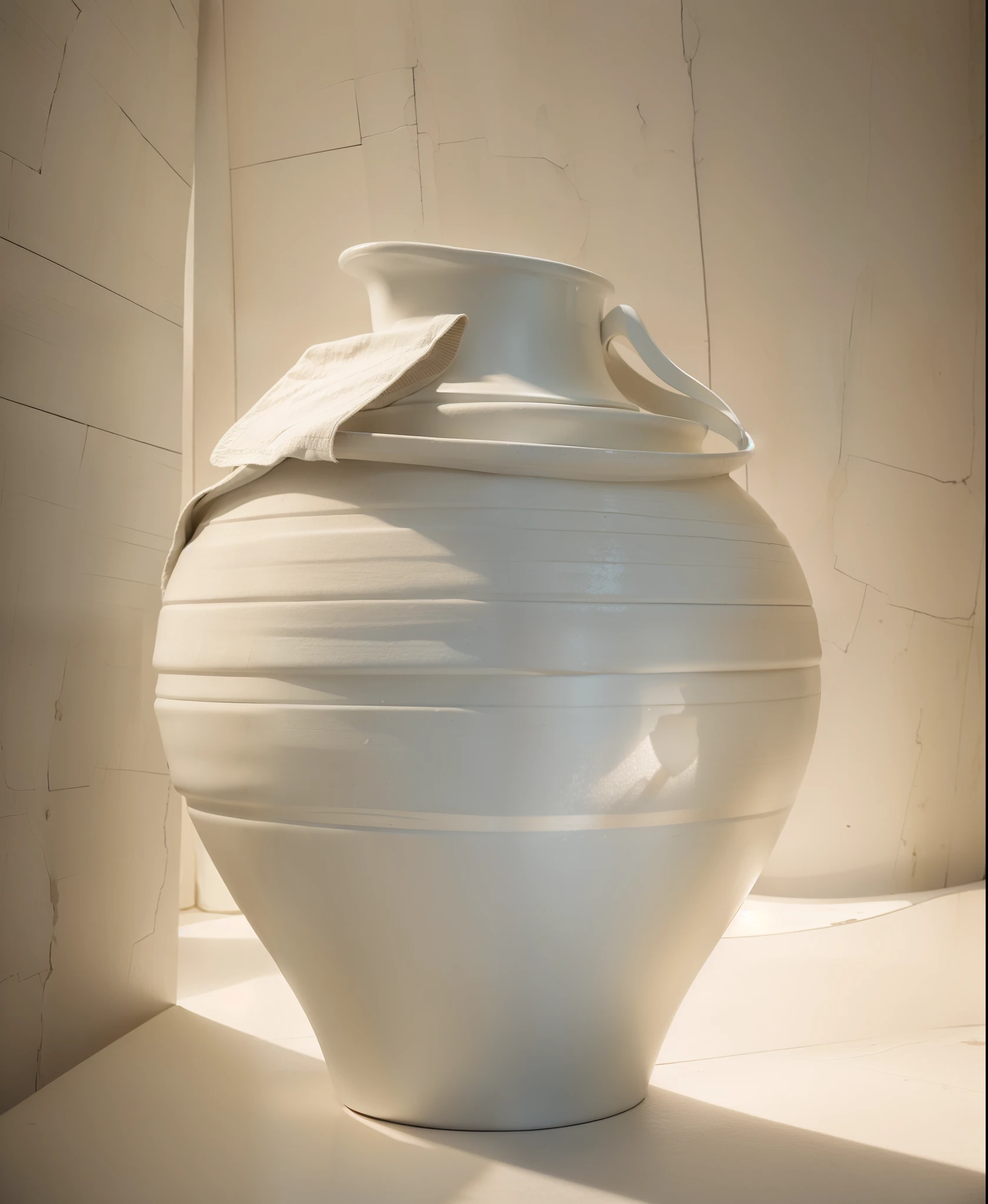 vases,The background is white mottled walls,(Cinematic texture:1.5),(Perfect light and shadow effects:1.3),In a realistic environment,8K