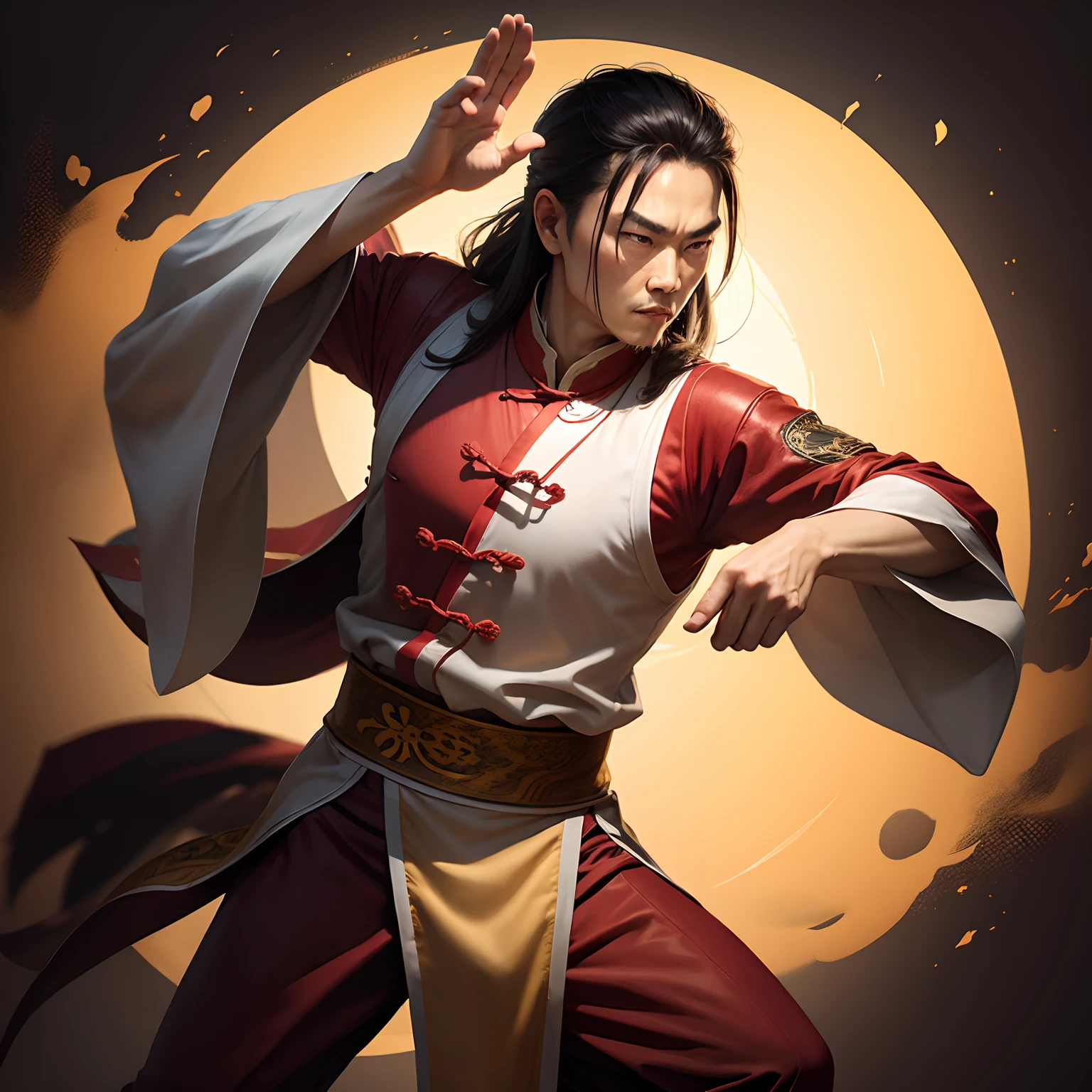 Old kung fu master teaching full chinese outfit