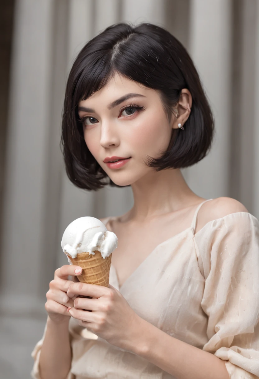 (cum on clothes:1.4), (cum on face:1.6), smiling, (cum on hair:1.7), (bukkake:1.5), black hair, bob cut, eyeshadows, russian girl, camouflage jacket, red lipstick, sexy, Ed Blinkey, Mikhail Vrubel, Atey Ghailan, Jeremy Mann, Greg Manchess, WLOP, Charlie Bowater, Intricate, High Detail, Sharp focus, dramatic, photorealistic