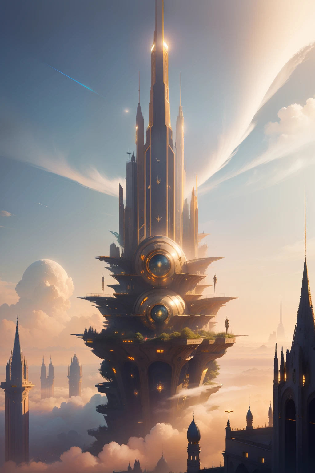 Fantasy, ((In the style of Greg Rutkowski)), Heavenly Angels, ((New Heaven, New Earth)), ((Futuristic architecture)): Celestial Mansions of Gold and Crystal rising above vibrant forests, inhabited by magical creatures and luminous energy. The crystal rooftops reflecting the golden sunrays, casting a spectacle of light across the landscape.
Fantasy: ((Greg Rutkowski style)), ((Clouds in the skies)), ((Futuristic architecture)), Glory of God, Power and Honor, (Army of Angels), (Retrofuturism), (cottagecore), ( all of pure gold), ((Inspired by H.R. Giger)), (mist close to the ground, rolling in the distance), ((glorious splendor rolling)), Celestial City of Gold and Resplendent Crystal
Fantasy: ((Greg Rutkowski style)), ((Clouds in the skies)), ((Futuristic architecture)), Glory of God, Power and Honor, (Army of Angels), (Retrofuturism), (cottagecore), ( all of pure gold), ((Inspired by H.R. Giger)), (mist close to the ground, rolling in the distance), ((equal height, length, and width)), ((rolling glorious splendor)), Celestial City of Gold and resplendent crystal
/imagine prompt: A gigantic city, (Spaceship), (Cube shape), ((gold and crystal)), (Futuristic Architecture,Middle Eastern), ((Hanging Gardens)), damask pattern, gold, jade, jasper, quartz, rose gold, sapphire, akos major, aerial photography, full body shot, fantastic realism, angelcore, hyper realism, dreamy glow, floodlight
/imagine prompt: A gigantic city, (Spaceship), (Cube shape), ((gold and crystal)), (Futuristic, Middle Eastern architecture), (Hanging Gardens), (Very Tall Towers), damask pattern, gold, jasper, sapphire, quartz, rose gold, akos major, aerial photography, full body shot, fantastic realism, golden hour
Fantasy: ((Greg Rutkowski style)), ((Clouds in the skies)), ((Futuristic architecture)), (Inspired by Middle Eastern architecture), Glory of God, Power and Honor, (Army of Angels), (Retrofuturism), (cottagecore), ( all of pure gold), ((Inspired by H.R. Giger)), (mist close to the gro