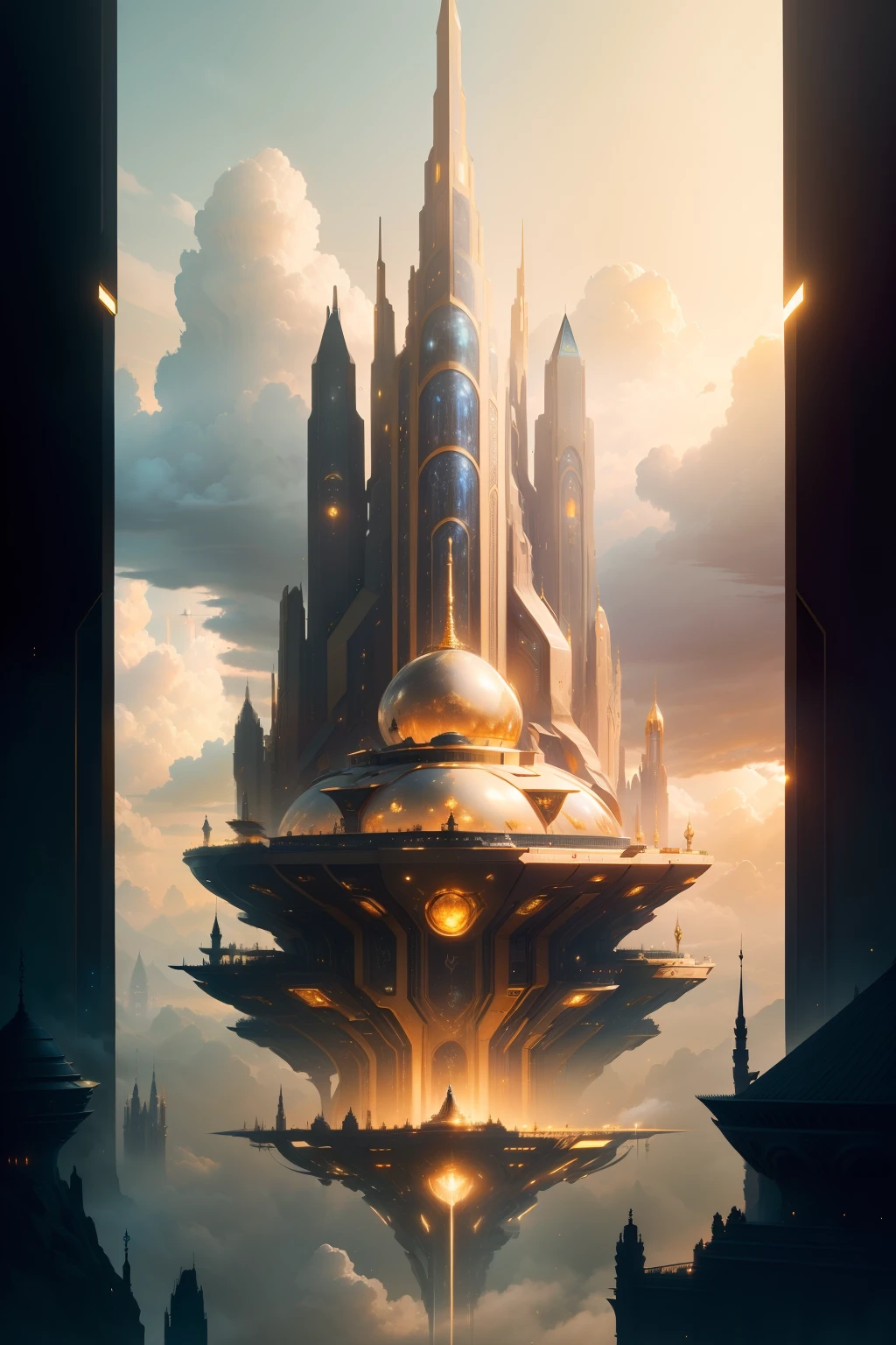 Fantasy, ((In the style of Greg Rutkowski)), Heavenly Angels, ((New Heaven, New Earth)), ((Futuristic architecture)): Celestial Mansions of Gold and Crystal rising above vibrant forests, inhabited by magical creatures and luminous energy. The crystal rooftops reflecting the golden sunrays, casting a spectacle of light across the landscape.
Fantasy: ((Greg Rutkowski style)), ((Clouds in the skies)), ((Futuristic architecture)), Glory of God, Power and Honor, (Army of Angels), (Retrofuturism), (cottagecore), ( all of pure gold), ((Inspired by H.R. Giger)), (mist close to the ground, rolling in the distance), ((glorious splendor rolling)), Celestial City of Gold and Resplendent Crystal
Fantasy: ((Greg Rutkowski style)), ((Clouds in the skies)), ((Futuristic architecture)), Glory of God, Power and Honor, (Army of Angels), (Retrofuturism), (cottagecore), ( all of pure gold), ((Inspired by H.R. Giger)), (mist close to the ground, rolling in the distance), ((equal height, length, and width)), ((rolling glorious splendor)), Celestial City of Gold and resplendent crystal
/imagine prompt: A gigantic city, (Spaceship), (Cube shape), ((gold and crystal)), (Futuristic Architecture,Middle Eastern), ((Hanging Gardens)), damask pattern, gold, jade, jasper, quartz, rose gold, sapphire, akos major, aerial photography, full body shot, fantastic realism, angelcore, hyper realism, dreamy glow, floodlight
/imagine prompt: A gigantic city, (Spaceship), (Cube shape), ((gold and crystal)), (Futuristic, Middle Eastern architecture), (Hanging Gardens), (Very Tall Towers), damask pattern, gold, jasper, sapphire, quartz, rose gold, akos major, aerial photography, full body shot, fantastic realism, golden hour
Fantasy: ((Greg Rutkowski style)), ((Clouds in the skies)), ((Futuristic architecture)), (Inspired by Middle Eastern architecture),  Glory of God, Power and Honor, (Army of Angels), (Retrofuturism), (cottagecore), ( all of pure gold), ((Inspired by H.R. Giger)), (mist close to the gro