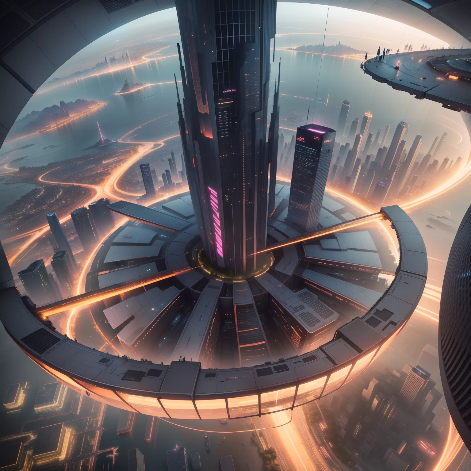 cyber punk perssonage　epcot　New century　Tall structures　megacity　Super build　Cidade futuristica　SF Top Quality　tmasterpiece　超A high resolution