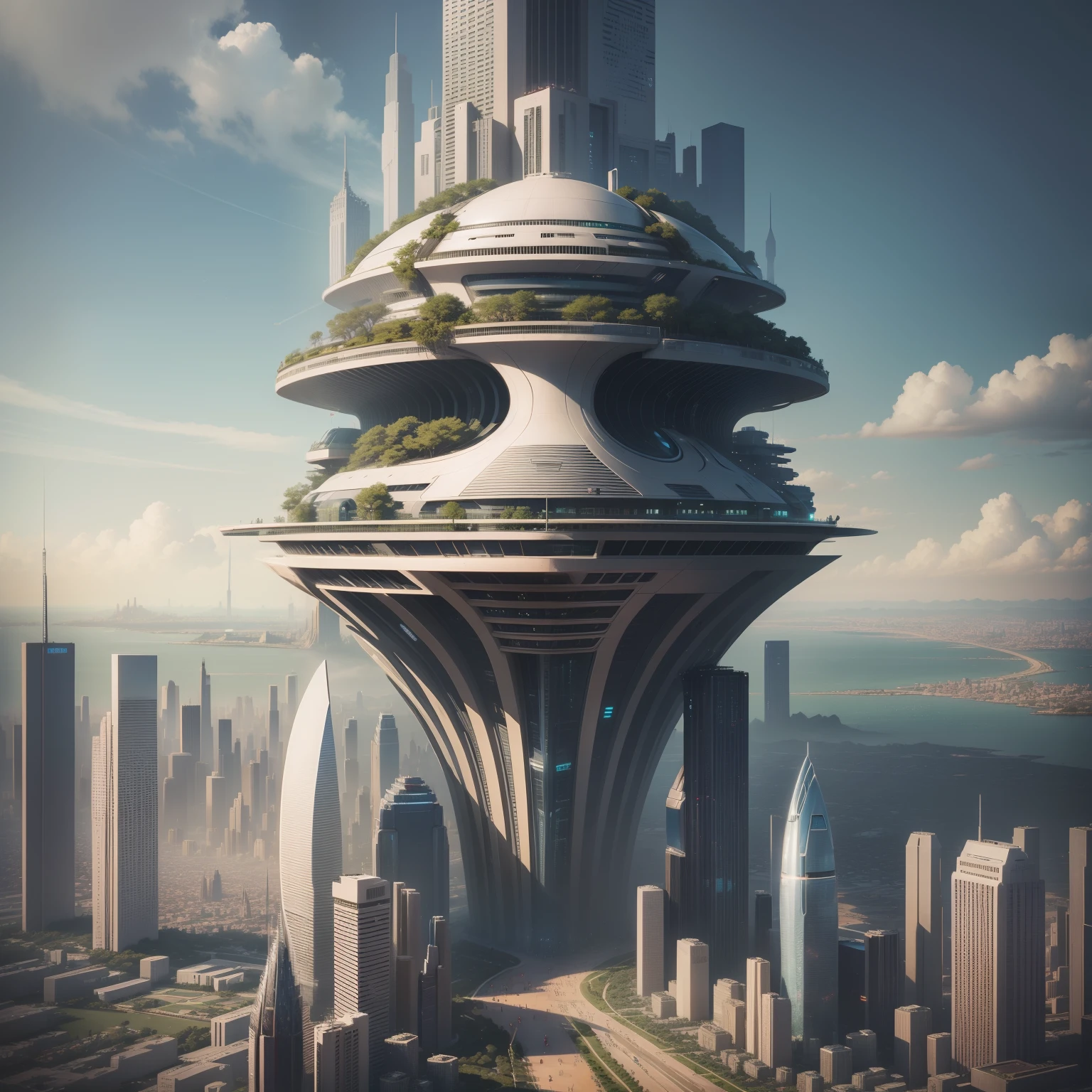 cyber punk perssonage epcot New century Tall structures megacity Super build Cidade futuristica SF Top Quality tmasterpiece 超A high resolution