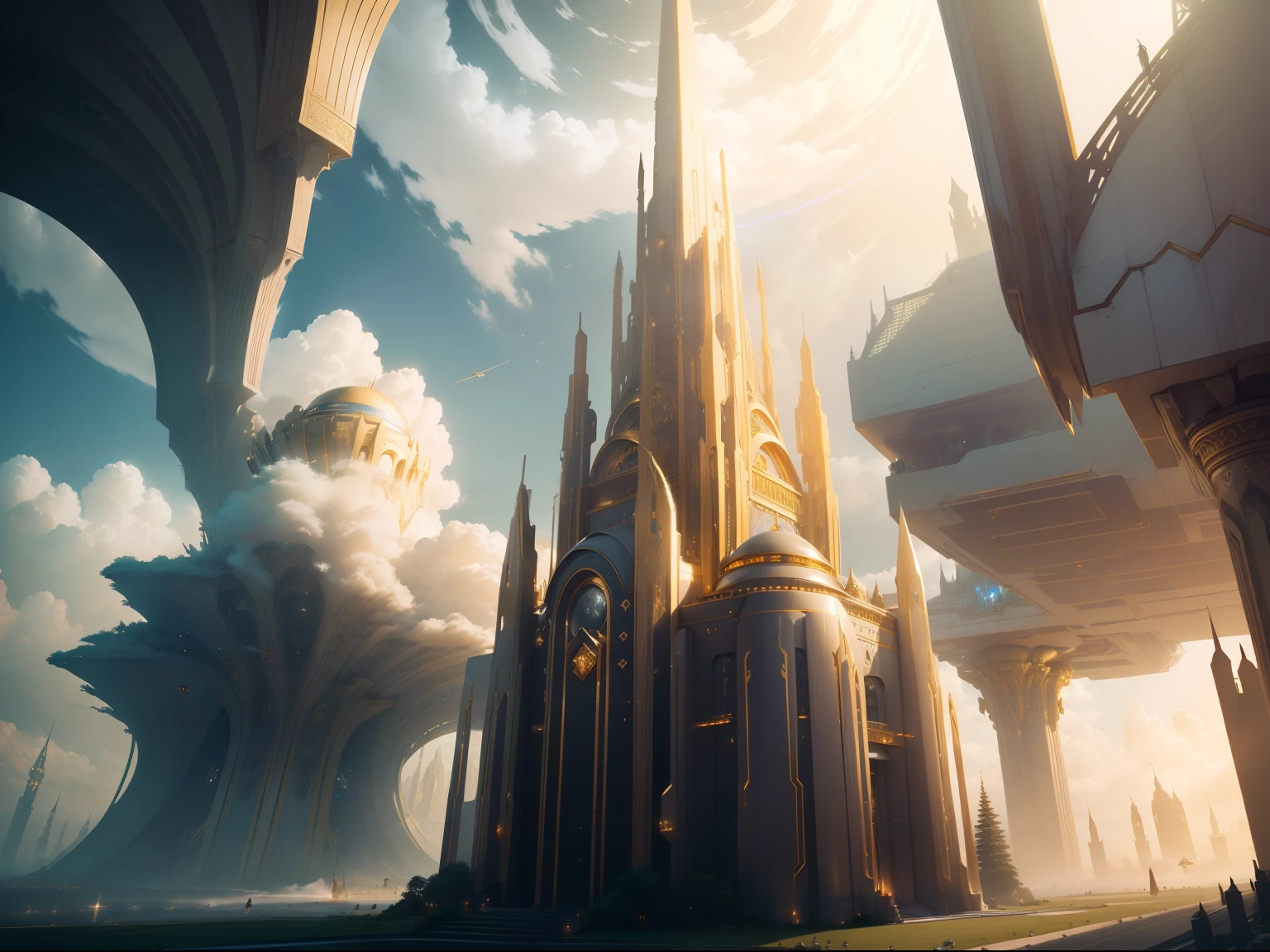 Fantasy, ((In the style of Greg Rutkowski)), Heavenly Angels, ((New Heaven, New Earth)), ((Futuristic architecture)): Celestial Mansions of Gold and Crystal rising above vibrant forests, inhabited by magical creatures and luminous energy. The crystal rooftops reflecting the golden sunrays, casting a spectacle of light across the landscape.
Fantasy: ((Greg Rutkowski style)), ((Clouds in the skies)), ((Futuristic architecture)), Glory of God, Power and Honor, (Army of Angels), (Retrofuturism), (cottagecore), ( all of pure gold), ((Inspired by H.R. Giger)), (mist close to the ground, rolling in the distance), ((glorious splendor rolling)), Celestial City of Gold and Resplendent Crystal
Fantasy: ((Greg Rutkowski style)), ((Clouds in the skies)), ((Futuristic architecture)), Glory of God, Power and Honor, (Army of Angels), (Retrofuturism), (cottagecore), ( all of pure gold), ((Inspired by H.R. Giger)), (mist close to the ground, rolling in the distance), ((equal height, length, and width)), ((rolling glorious splendor)), Celestial City of Gold and resplendent crystal
/imagine prompt: A gigantic city, (Spaceship), (Cube shape), ((gold and crystal)), (Futuristic Architecture,Middle Eastern), ((Hanging Gardens)), damask pattern, gold, jade, jasper, quartz, rose gold, sapphire, akos major, aerial photography, full body shot, fantastic realism, angelcore, hyper realism, dreamy glow, floodlight
/imagine prompt: A gigantic city, (Spaceship), (Cube shape), ((gold and crystal)), (Futuristic, Middle Eastern architecture), (Hanging Gardens), (Very Tall Towers), damask pattern, gold, jasper, sapphire, quartz, rose gold, akos major, aerial photography, full body shot, fantastic realism, golden hour
Fantasy: ((Greg Rutkowski style)), ((Clouds in the skies)), ((Futuristic architecture)), (Inspired by Middle Eastern architecture), Glory of God, Power and Honor, (Army of Angels), (Retrofuturism), (cottagecore), ( all of pure gold), ((Inspired by H.R. Giger)), (mist close to the gro