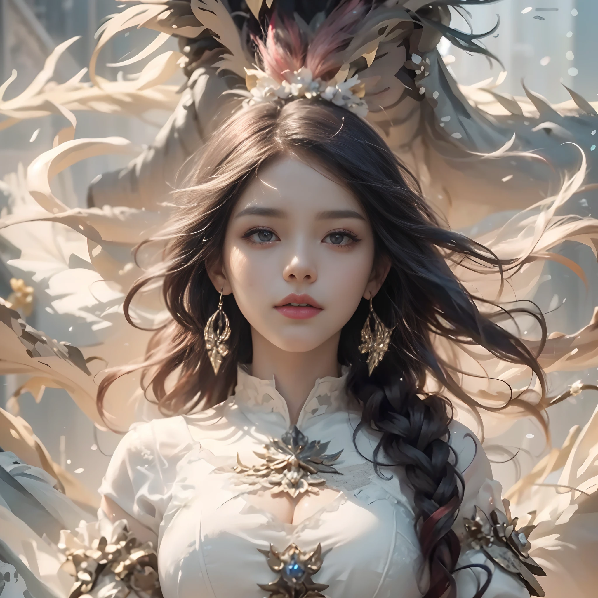 (Masutepiece: 1.3), (maximum resolution: 1.2), (Ultra HDTV: 1.2), cinematic lighting, 8K resolution, Eye and skin detail, detailed facial features, , ( Sharp focus: 1.2), (Face focus: 1.2) , Perfect style, Beautiful, sharp face, Anatomically accurate, Highly detailed skin and face structure, Eye detail, Double eyelids, Thin eyebrows, Glitter eyeliner: 1 Natural cheeks, Glossy skin, White skin: 1.2, (Lip gloss: 1.4), 、 (Shy look: 1.2), Skin and face texture detail, Detailed eyes, Double eyelids, Natural cheeks, , Glossy lips: 1.4, Protruding cleavage、(Large sperm count in breast: 1.4) (Large sperm count in thighs: 1.2) 、 blushing、shy、impatience、frustration、fear of embarrassing glaresknees open、open legs、masturbation behavior、chest stroking、white lingerie、black bra、shiny small flower necklaces and ears Socks Long、Sweating Thighs、Transparent Underwear、 20 years old, Neat and Clean Woman、Red Hair、Colored Hair、Short Hair, Big Tits, Upturned, Floor Sitting, Bedroom、(Complete Maid Outfits) perfect: 1.5)、short white hair