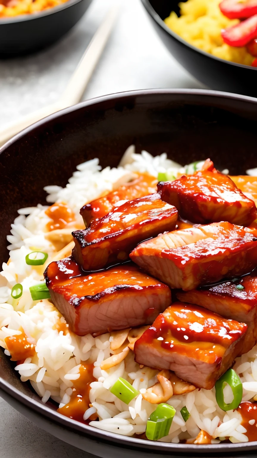 A bowl of char siu rice