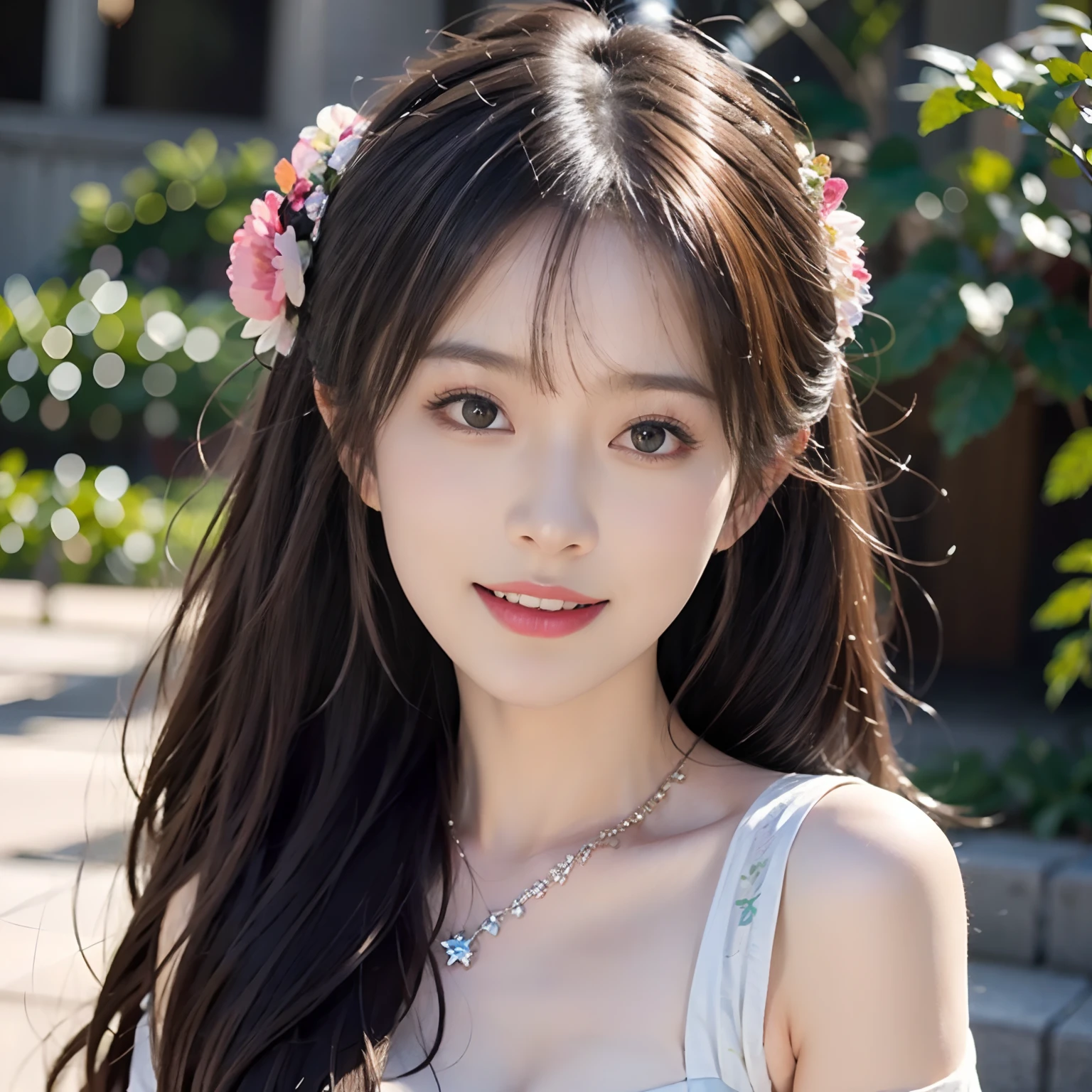 best qualtiy、masterpiece、photoRealstic、intricate-detail、Raw foto、Photon Rendering、Octane Rendering、absurderes、ultra-detailliert、A detailed face、Detailed skin、Trending in art stations、8K Masterpiece、lighting like a movie、( (1girl in))、((独奏) ))、CG Social Trends、Plastic En、((Black Long Hair))、((Beautuful Women))、(A smile)、Upper teeth、Fashionable、Hair that flutters in the wind、((Flowing hair))、fashion magazine、((A sexy))、((lighting like a movie)、((indirect lighting)、、(ssex)、Grinning、(View from a distance)、((Festival of Japan))、Pink kimono、