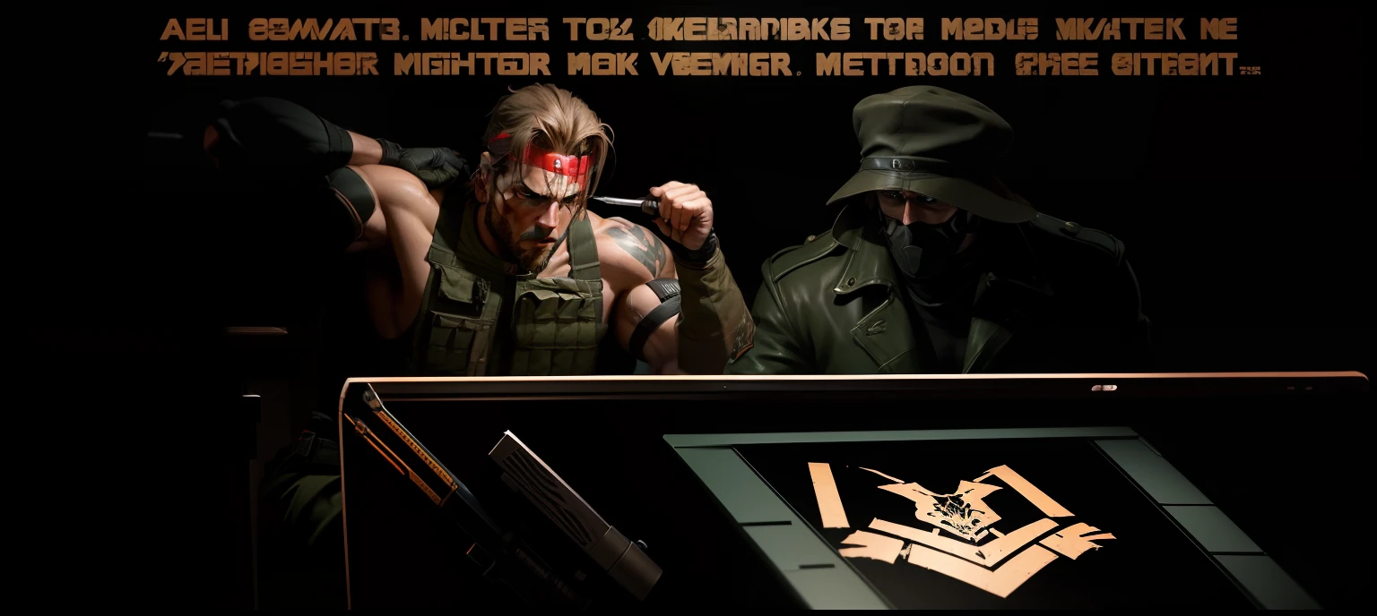 SnakeMetalGear MetalGearSolid Knife cigarrete Botas papéis RedRange MilitarJacket Muscles Gigachad Chade GigachadFace ChadFace Solidsnake Sitted Tablet FootsOnTheTable Papersonthetable