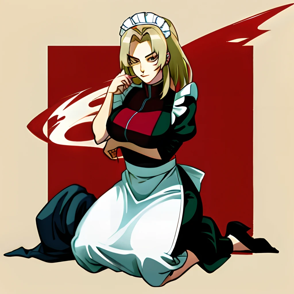 Anime Naruto Tsunade Big breasts Anime manga style Maid costume Expression coquettish Uchita kneeling