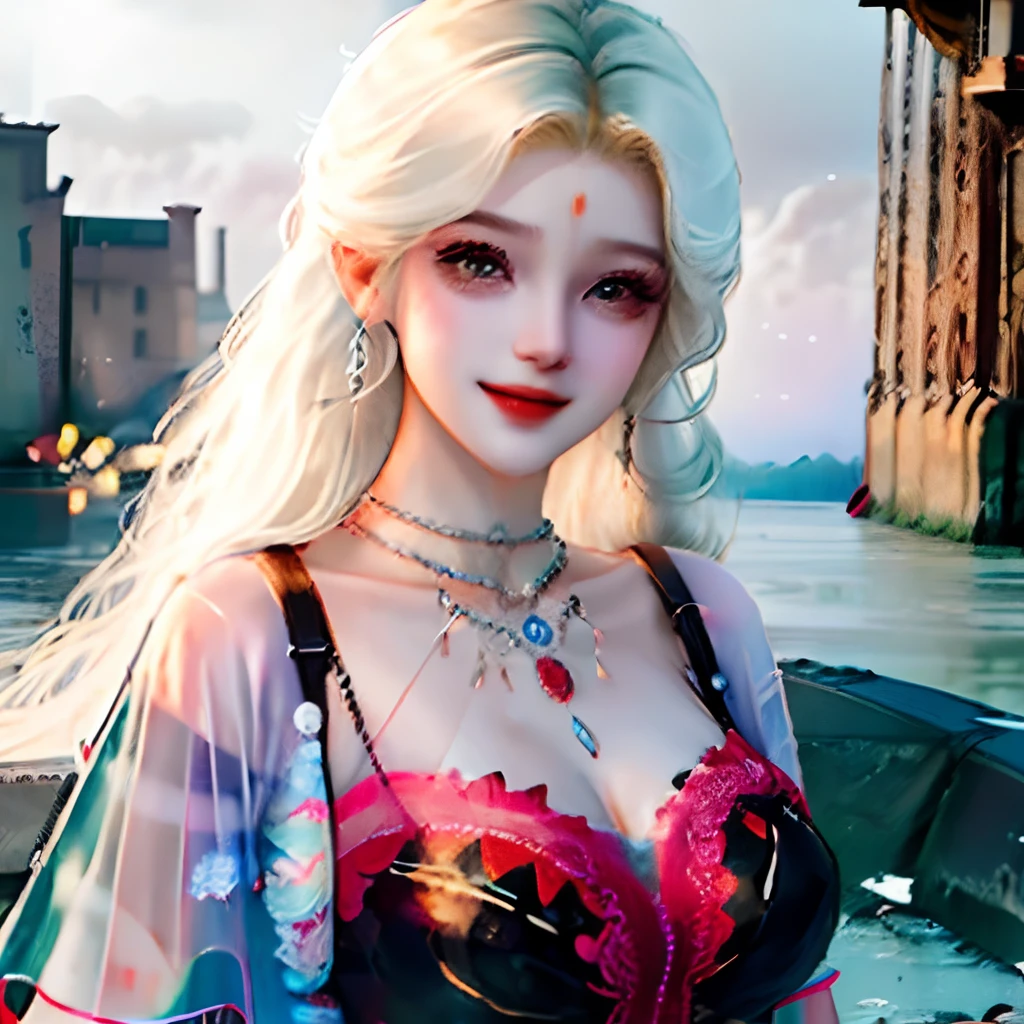 breasts focus,Photorealsitic,Wet body see-through,National Goddess,Devil figure,Sexy and cheerful