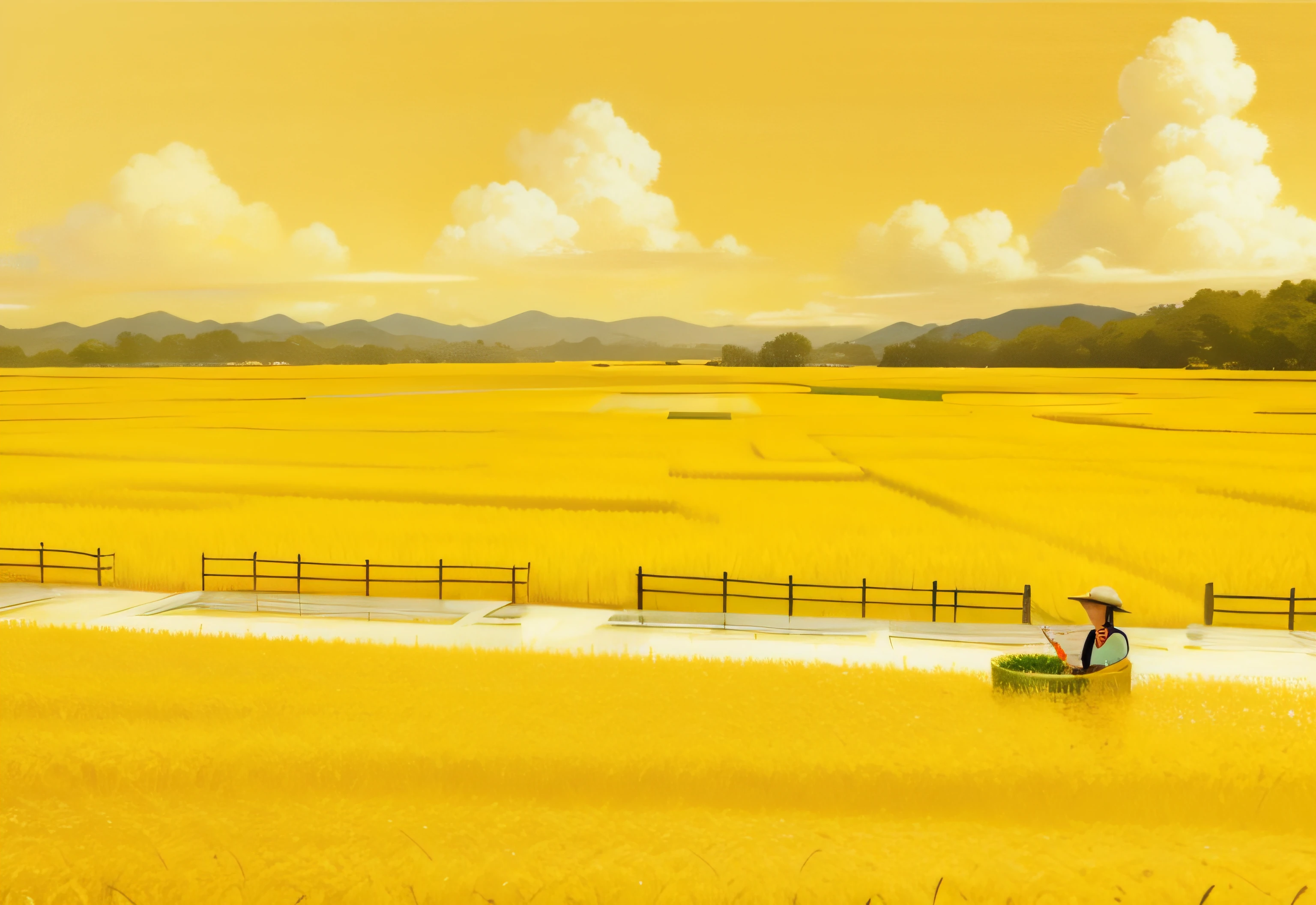 Yellow rice paddies