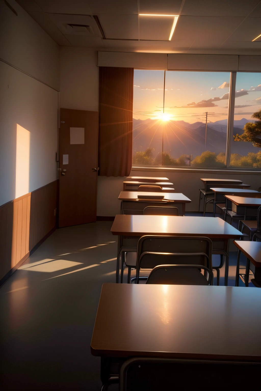 In the setting sun，In the classroom，Landscape photos，Classmates answering teacher questions，Back Shadow