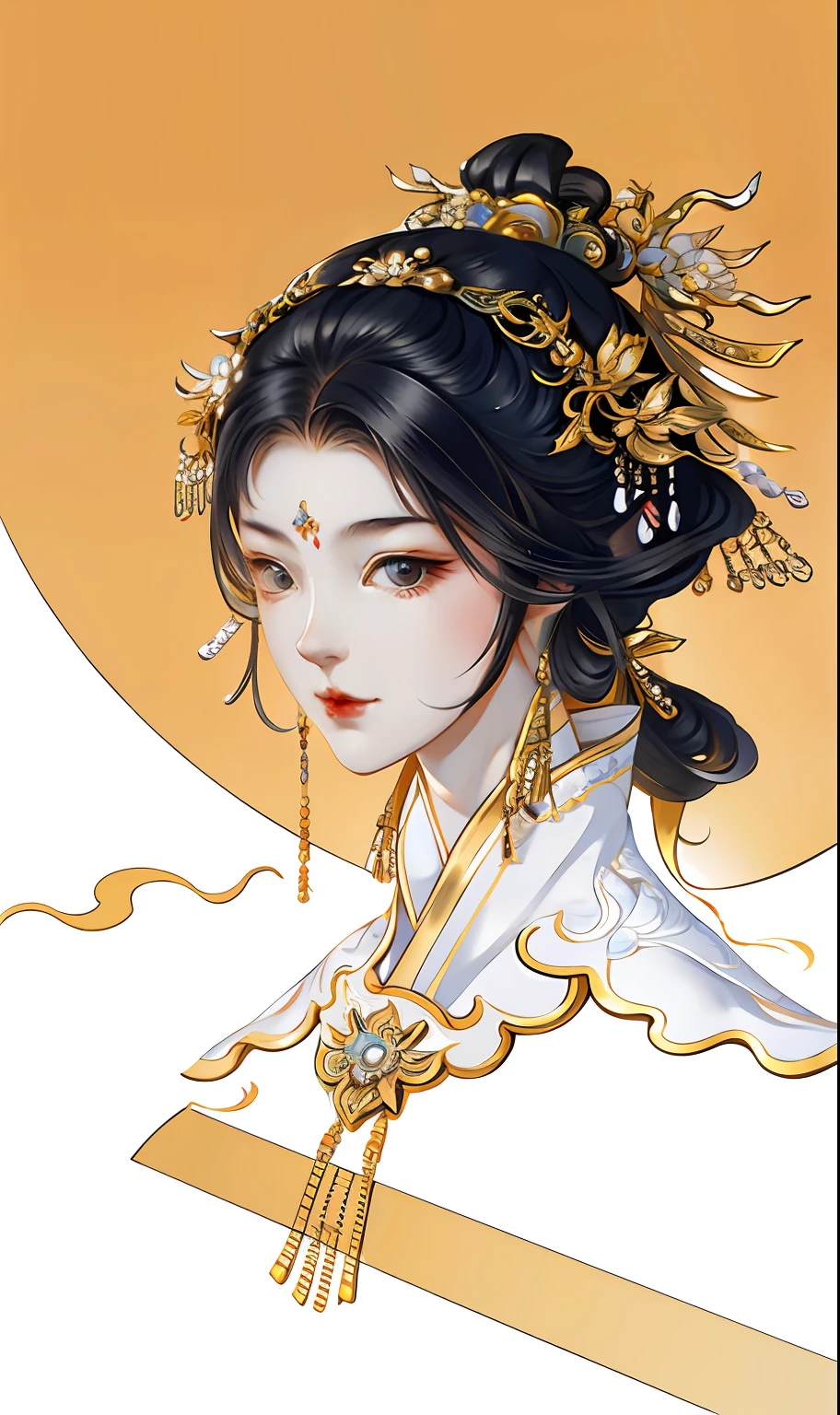 A girl, ancient Chinese costume, sunshine, clear face, clean white background, masterpiece, super detail, epic composition, ultra HD, high quality, extremely detailed, official art, uniform 8k wallpaper, super detail, 32k -- v 6