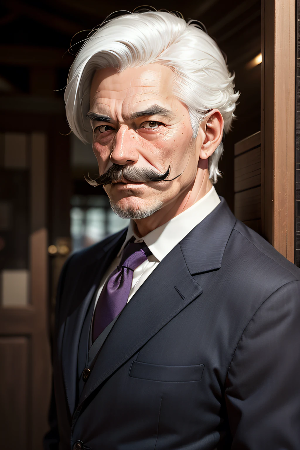 bitter、white  hair、Uncle、frontage、Face Up、gentleman、mustache、