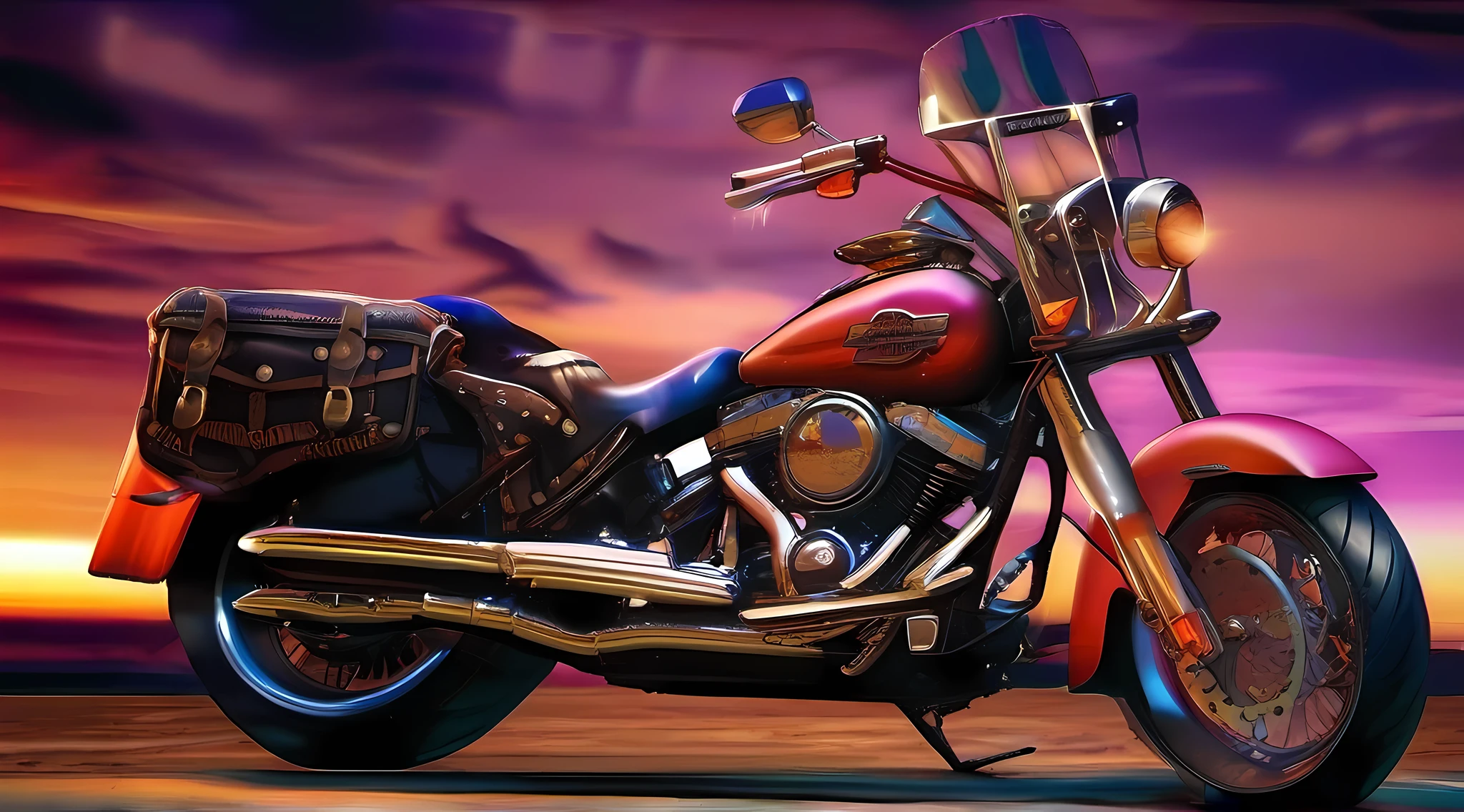 There is a motorcycle that is parked on the side of the street, Harley Davidson Moto, Harley Davidson, motocicleta, Motocicletas, futuro!!, Para-lama octano, thunder, Roadster, corpulento, realista!!!, thunders, Corpo largo, Dynamic!!, 🚿🗝📝, escorregadio!!, tar, estrada, Fundo, Montanhas, in Switzerland, Lindo, montanha!, montanhas, verde, e cachoeira, brilhante azul, paisagem grande, fundo, realista!!, dynamic! - como, 🔥 😎 🕹️ 👀 :2, olhar