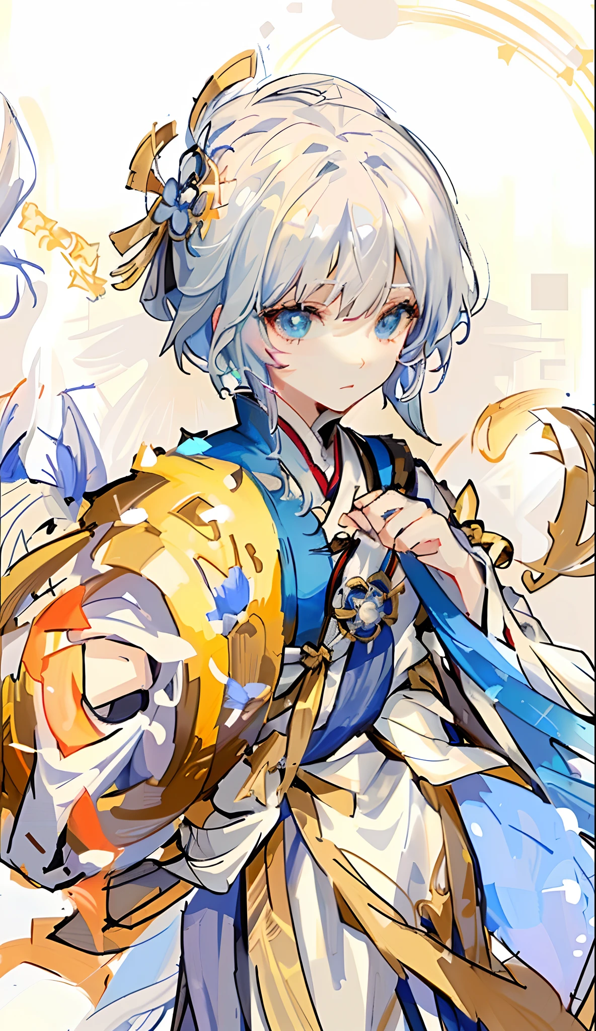 Anime characters with sword and blue dress, Keqing from Genshin Impact, White-haired god, Anime goddess, Ayaka Genshin impact, Portrait Chevaliers du Zodiaque Fille, onmyoji portrait, High quality anime art style, zhongli from genshin impact, Anime moe art style, An anime cover, Anime art, drak, Genshin, Anime art style