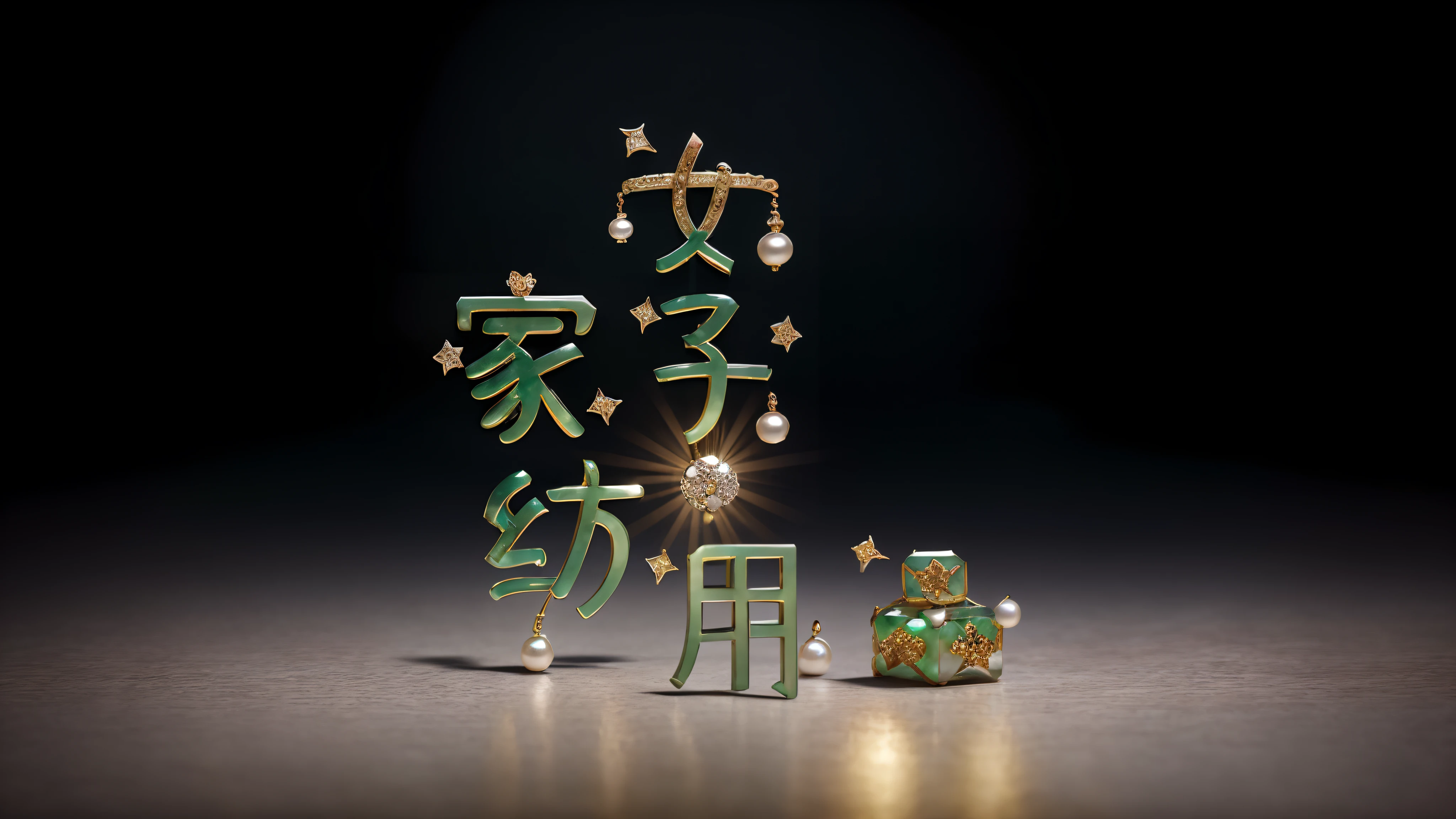 (((Simple background))),((() Bokeh)), diamond, Chinese style, jade, style beyond nature, charming, high detail, jewelry, product photography, realistic, collected by the Metropolitan Museum of Art, mixed pearls, OctaneRender, 3D, realistic, reflection, lighting and detailed textures.