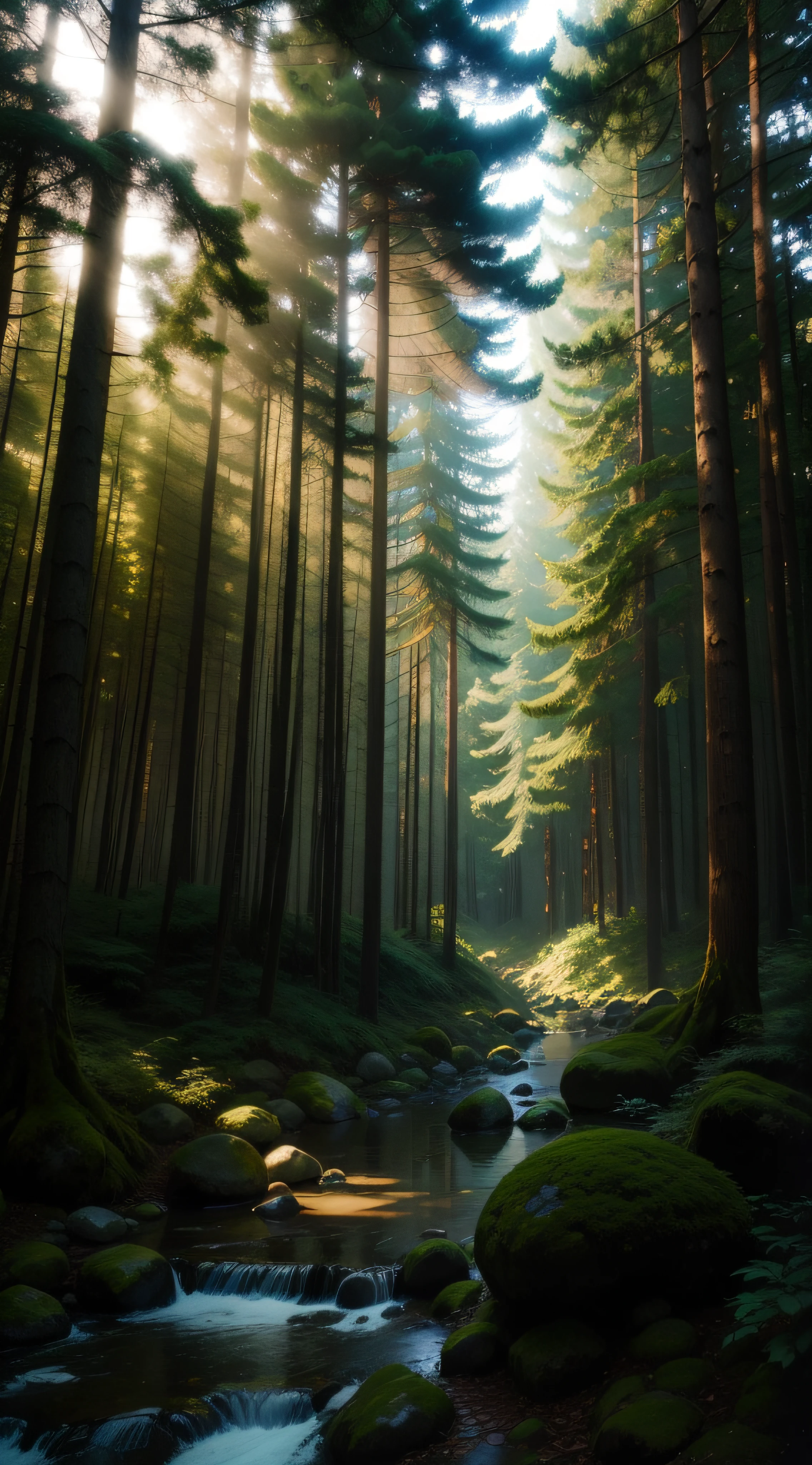 background light japanese forest