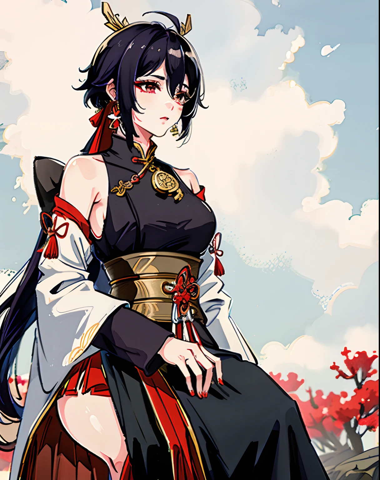 Xiao (from genshin impact) gender bender, big boobs, sexy clothes