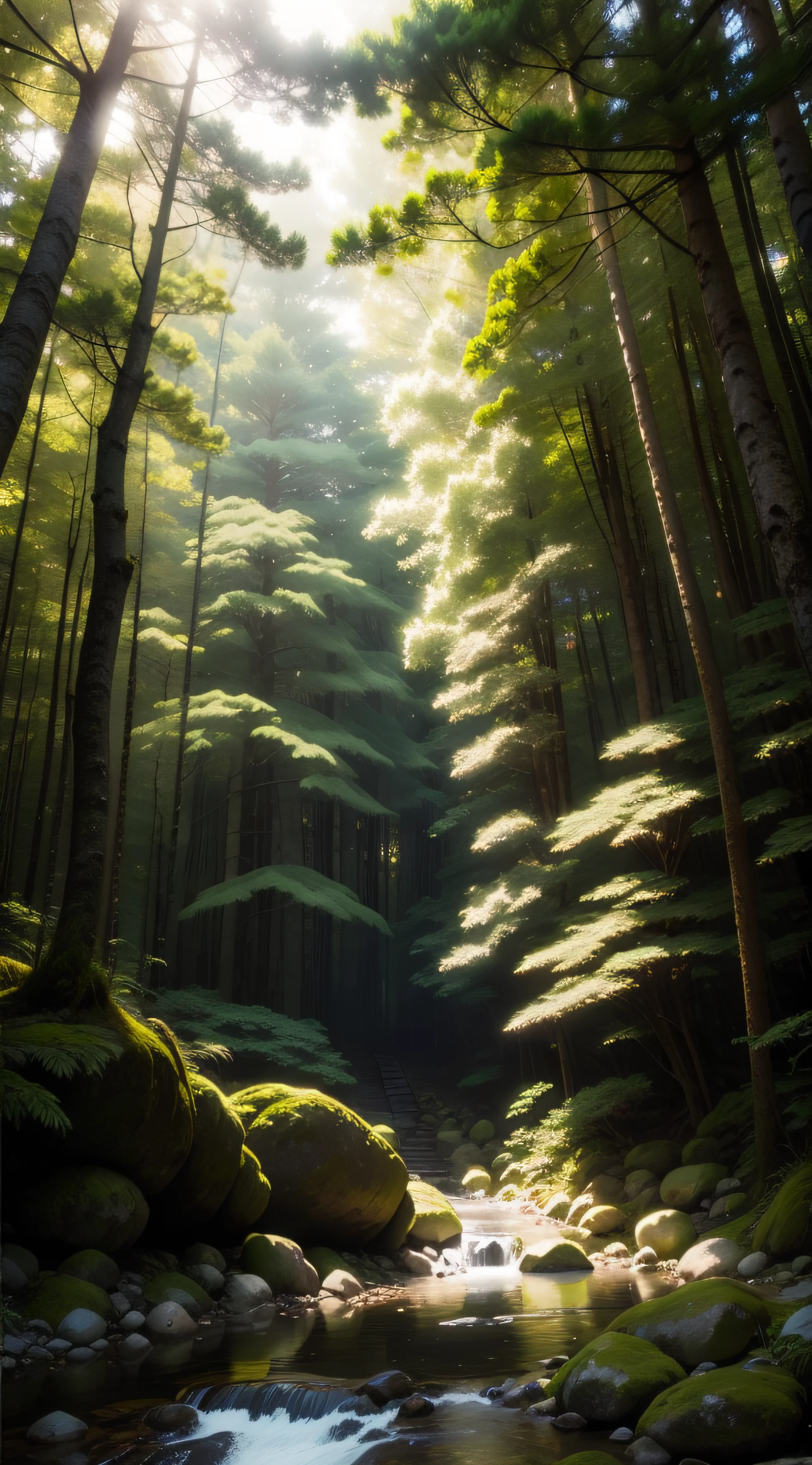background light japanese forest