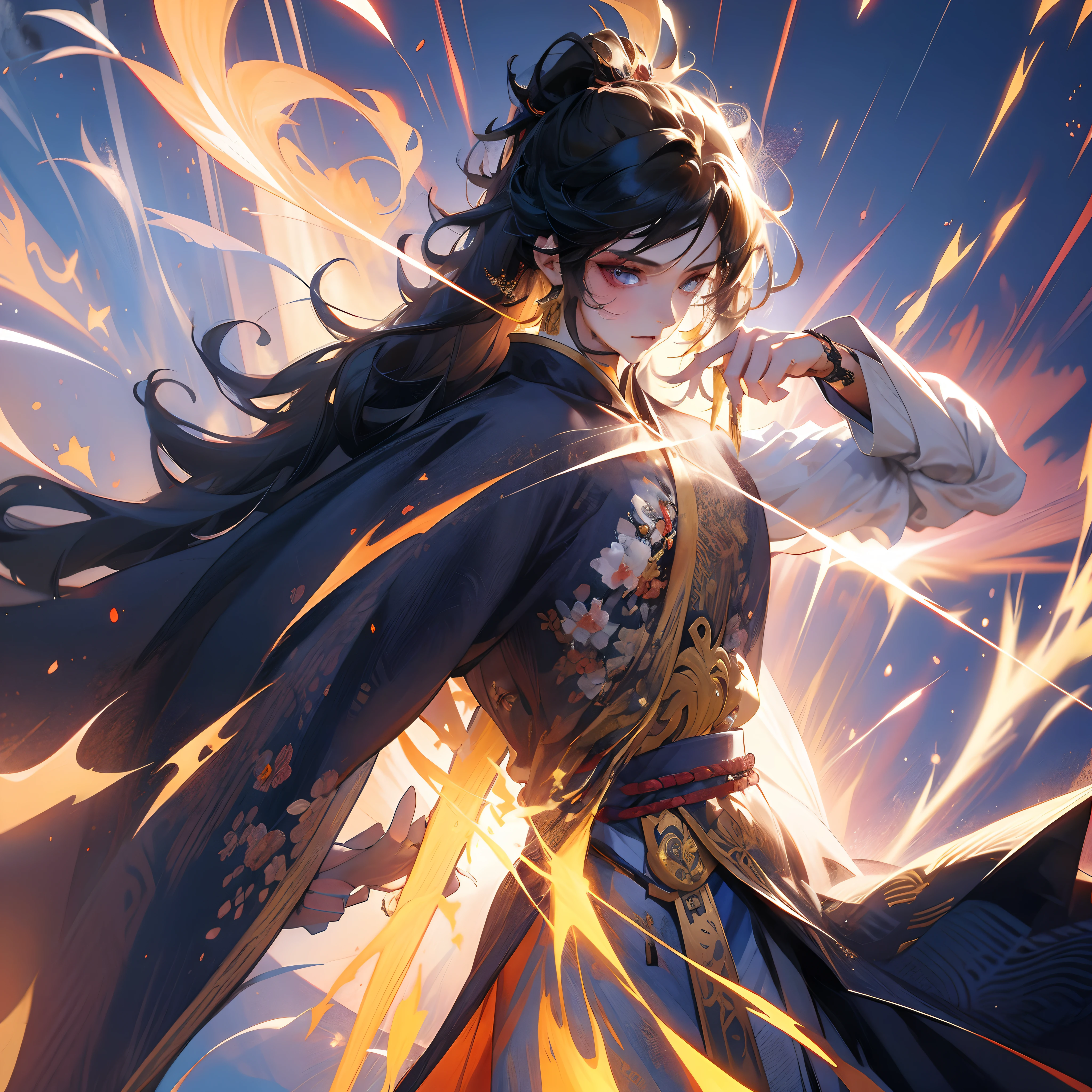 cabelos preto e longos，Anime girl with a cape on her head, Keqing from Genshin Impact, by Yang J, Artgerm and Atey Ghailan, zhongli from genshin impact, heise jinyao, Genshin impact's character, black-haired mage, Beautiful celestial mage, Ayaka Genshin impact