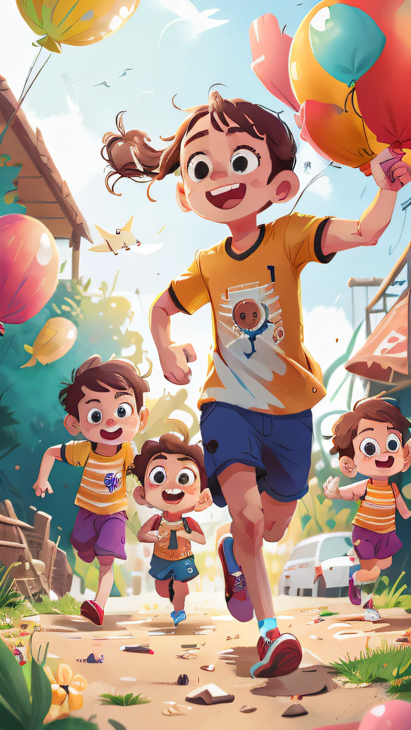 A family of three is running,An amusement park,holding balloons,cheerfulness,rejoice,Perfect quality,Clear focus(Clutter - home:0.8), (tmasterpiece:1.2) (realisticlying:1.2) (bokeh) (best qualtiy) (detailedskin:1.3) (complexdetails) (8K) (detailedeyes) (Sharp focus),(having fun)