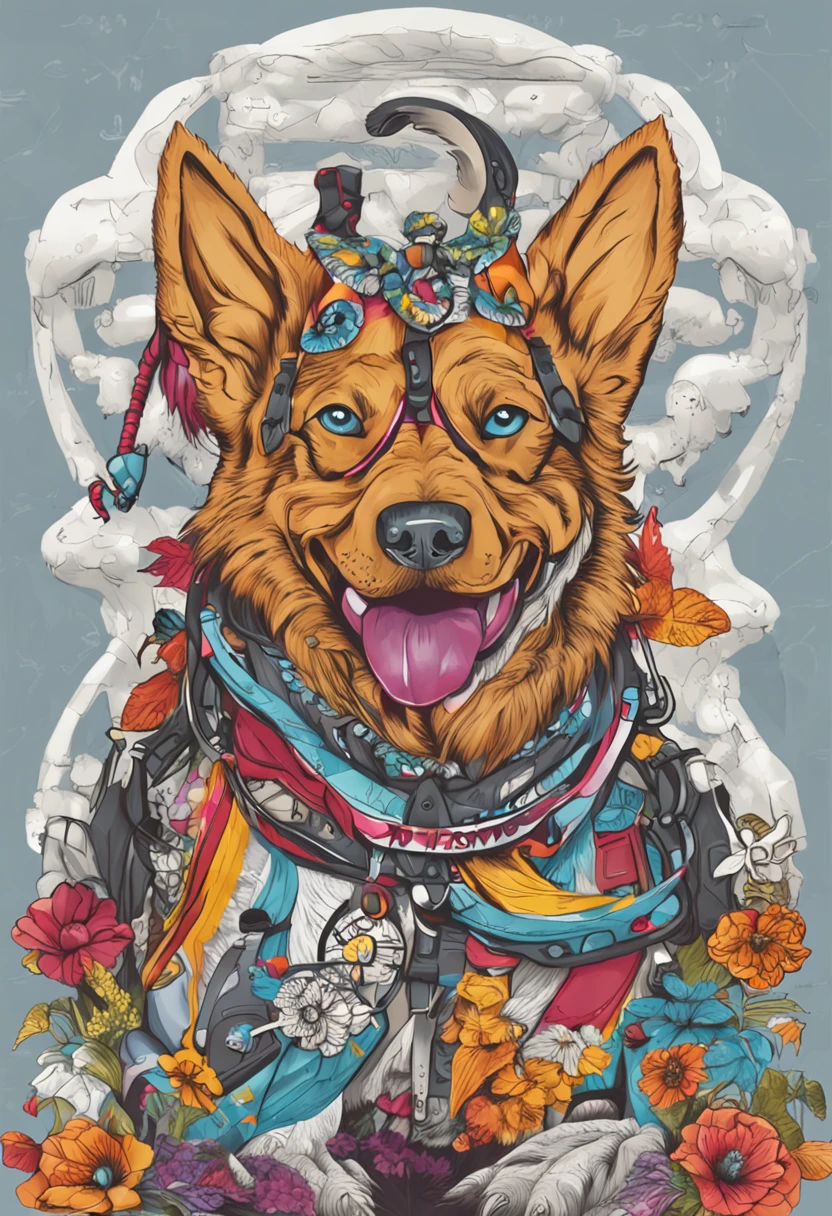 a Dog::style pictogram, Consists of perfectly sized, colourfull, Highly detailed ::n_style Anime, Photorealsitic, Deformed, glitched, Low contrast, noisy ::Seed 11