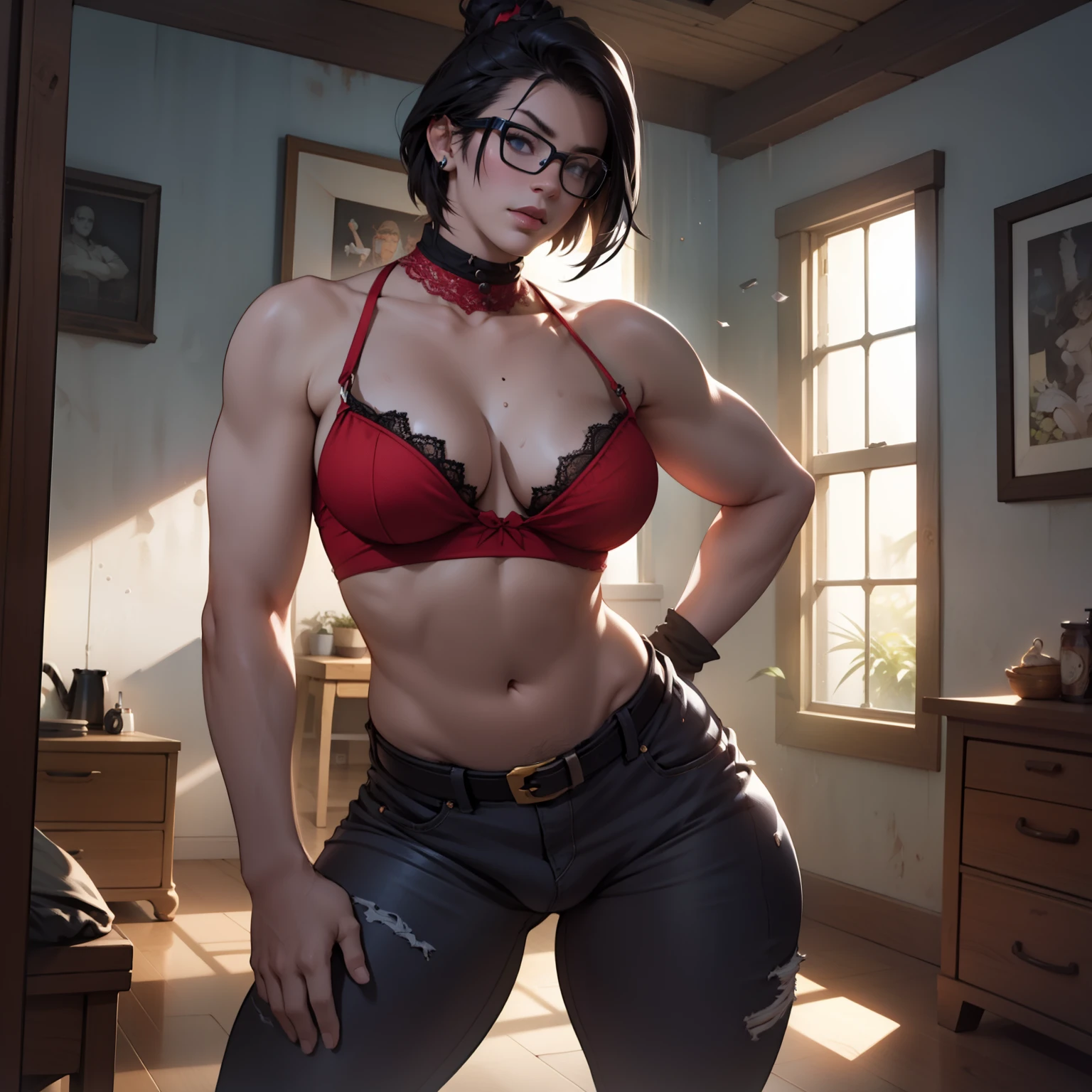 solo，（：1.3），coxa grossa，parte superior das pernas，Long buttock，amassado na pele，cabelo curto e detalhado，cabelos loiros cacheados，Erguido ，office room，sorriso，Love glasses ，Inclinando-se para dentro ，dungeon，Vaginal exposure ，alegria，（Lingerie de renda seios grandes：1.2），Lips cut，prumo，midriff exposto，protruding areolas，seios gigantescos de decote，4k，realistic humid skin，Axilas，Quadris curvos grandes，Tongue too big out，Figura carnuda，com pernas perfeitas，Hypertrophic，protruding areolas，Hypertrophic，Agachado，uma pele escura e bronzeada，pele bronzeada，Detailed Lips，Bundonas，The breasts are larger than the trunk，seios inchados loucos，Antecedentes do Outro Mundo，Deusa Coreiainsta，realistic fantasy rendering，Forced hair，photorealistic anime girl rendering，Vista distante，（retratos de corpo inteiro：1.4），（：1.5），（exaggerated body proportions），（nine-headed body），usando brincos delicados，peito exposto da armadura，plump buttocks，perna fina，coxas grossas，（Wear red clear pantyhose）， dedo de camelo，rendering by octane， （Unbeatable masterpiece， ultra realista 8k CG， Dramatics， Traching de raias， HDR：1.2）， （melhor qualidade）， genial， Atmospurate， extremamente detalhado， intrincado， Hiperdetalhamento， luzes brilhantes， （mirror lighting： 1.4）， （face fotorrealista： 1.2）， （amassado na pele： 1.3）， （1 rapariga： 1.4）