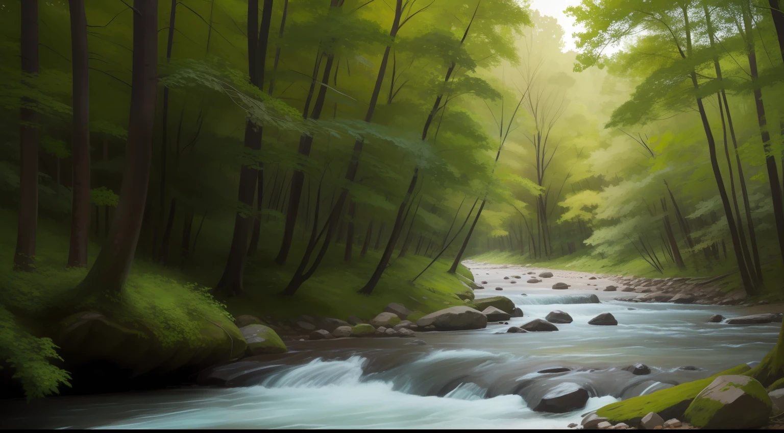 Quiet place with trees and a river