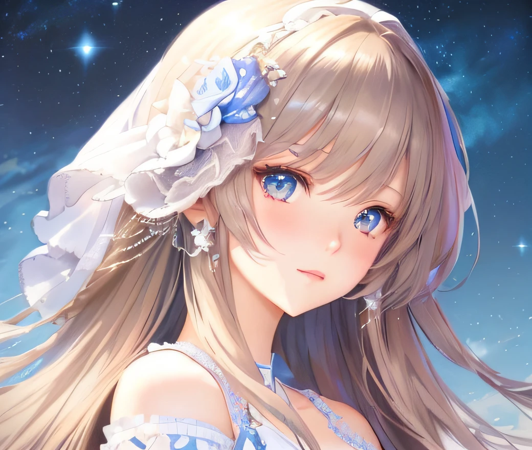 anime girl with long hair and blue eyes wearing a white dress, girls frontline universe, nightcore, cute anime waifu in a nice dress, Fine details. Girl Front, Smooth anime CG art, anime visual of a cute girl, Anime goddess, a beautiful anime portrait, Beautiful anime girl, hololive, from girls frontline, ethereal anime,