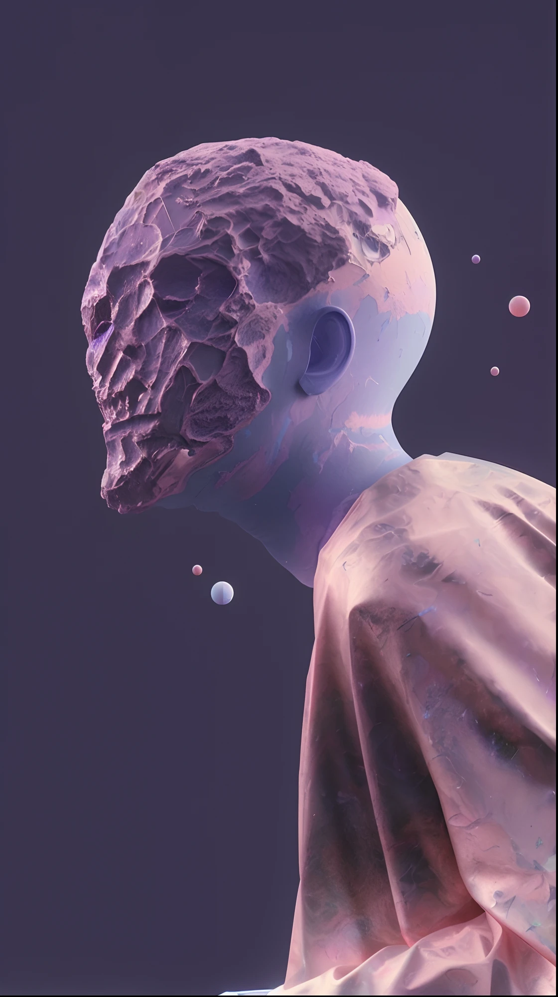there is a man with a face covered in a purple substance, beeple. hyperrealism, beeple daily art, realism | beeple, style hybrid mix of beeple, beeple and james jean, beeple art, beeple and jean giraud, beeple artwork, beeple |