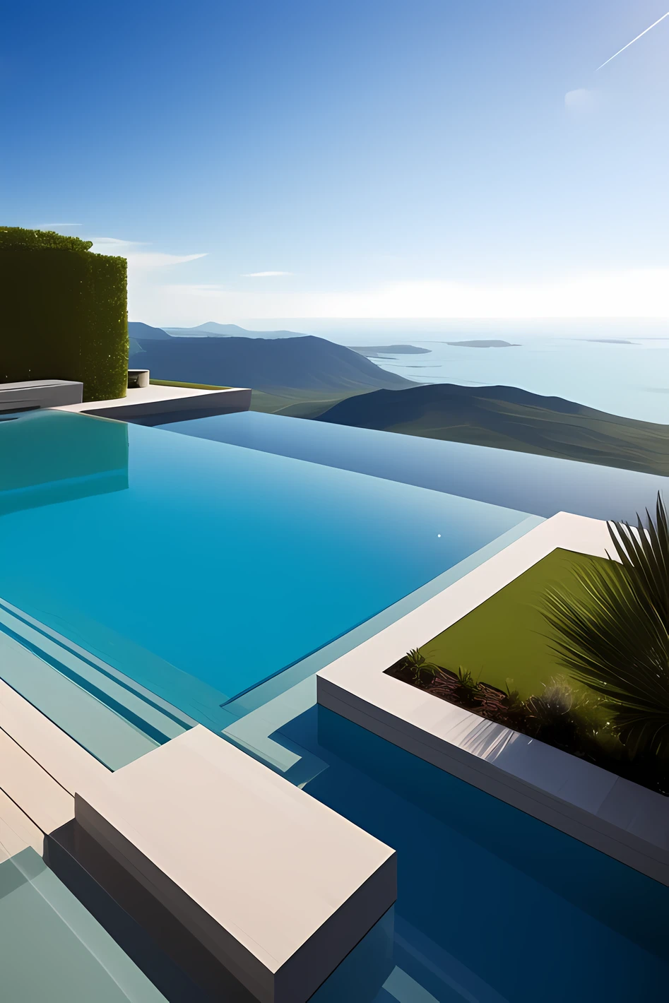 An infinity pool, also known as a vanishing-edge pool or negative-edge pool, is a stunning and visually captivating design concept in the world of swimming pools. The term "infinity" reflects the illusion created by the design, where the water's edge seems to blend seamlessly with the surrounding landscape or a distant horizon, creating an effect of endlessness.