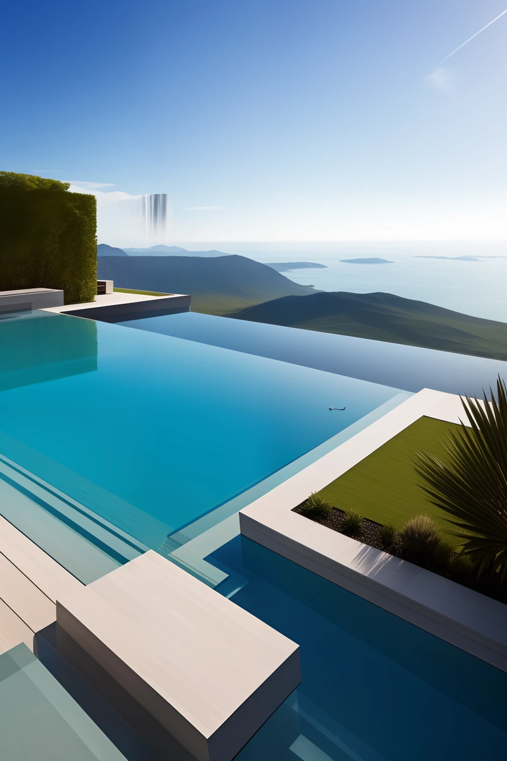 An infinity pool, also known as a vanishing-edge pool or negative-edge pool, is a stunning and visually captivating design concept in the world of swimming pools. The term "infinity" reflects the illusion created by the design, where the water's edge seems to blend seamlessly with the surrounding landscape or a distant horizon, creating an effect of endlessness.