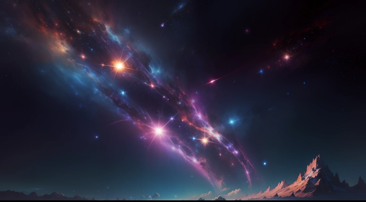 Anime art background, Celestial cosmic background, pilares celestiais, estrelas, galaxias, Anime art background, oil art