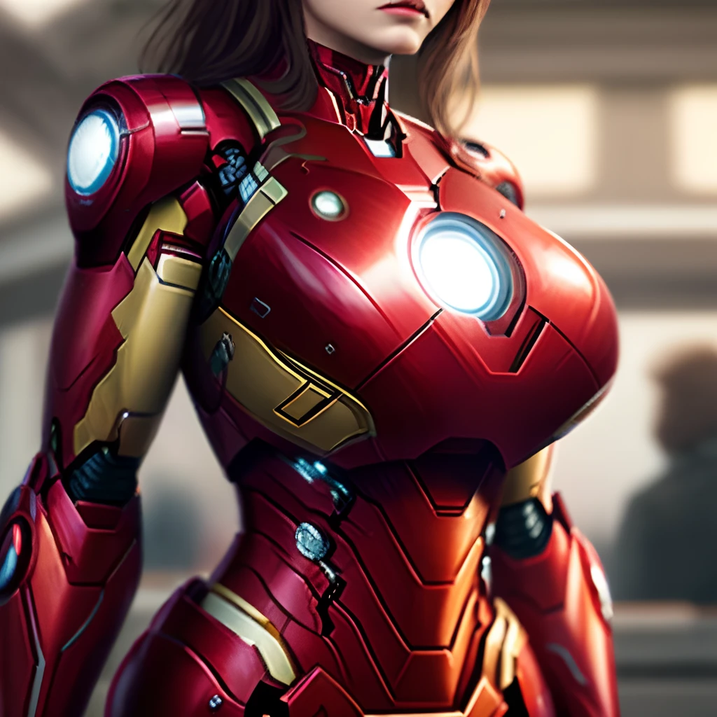 Beautiful woman defined detailed body using iron man cosplay, big and huge breasts --auto --s2