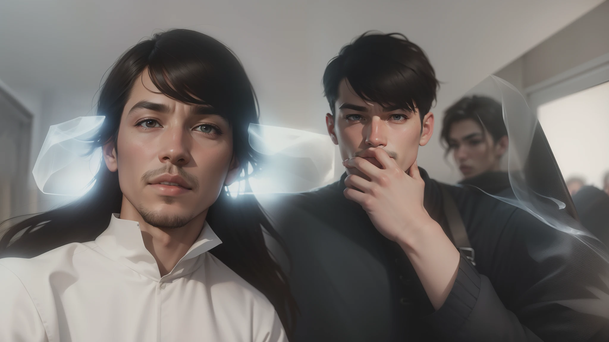 2heads, male, short hair